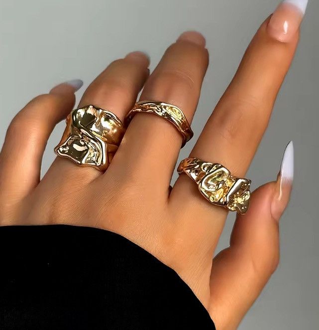 Jewelry 3 Pieces Adjustable Ring in Gold, Men's