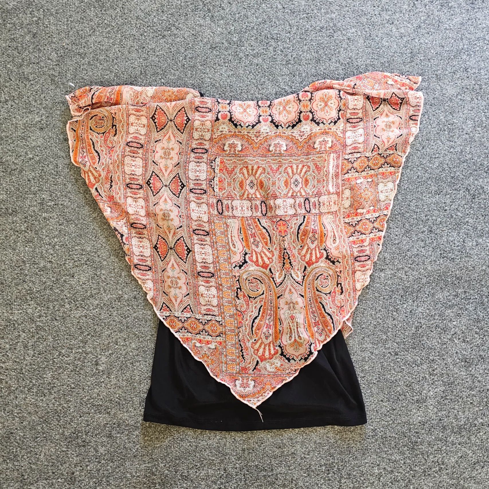Vintage Cocomo Top Shirt Womens XL Orange Black Flowy Sheer Lined Casual Club Night Out Shirt Size XL / US 12-14 / IT 48-50 - 7 Thumbnail