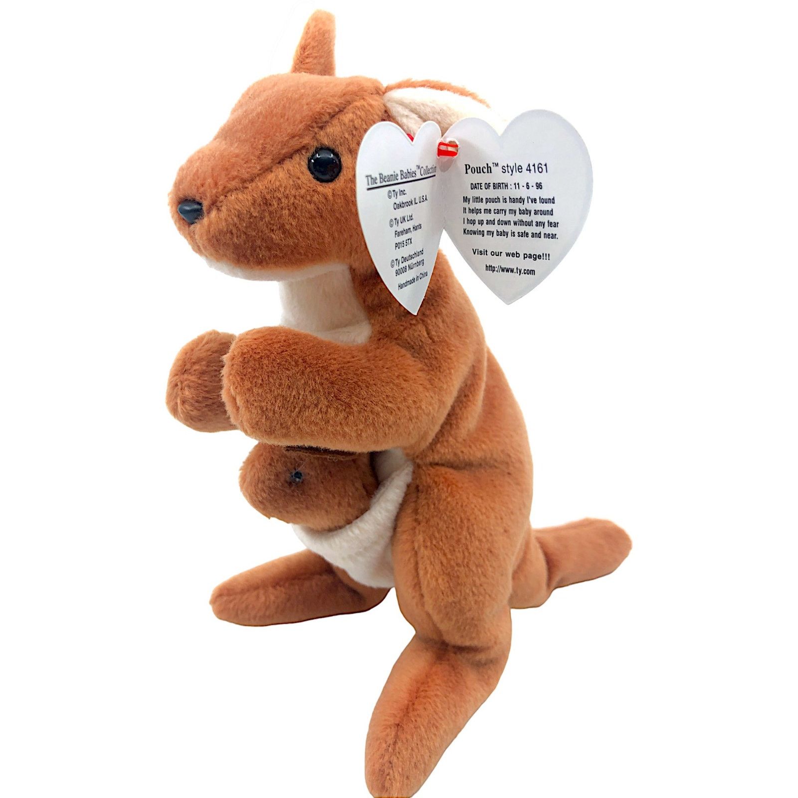 Vintage Ty Beanie Baby 1996 - Pouch the Kangaroo 4161 Size ONE SIZE - 2 Thumbnail