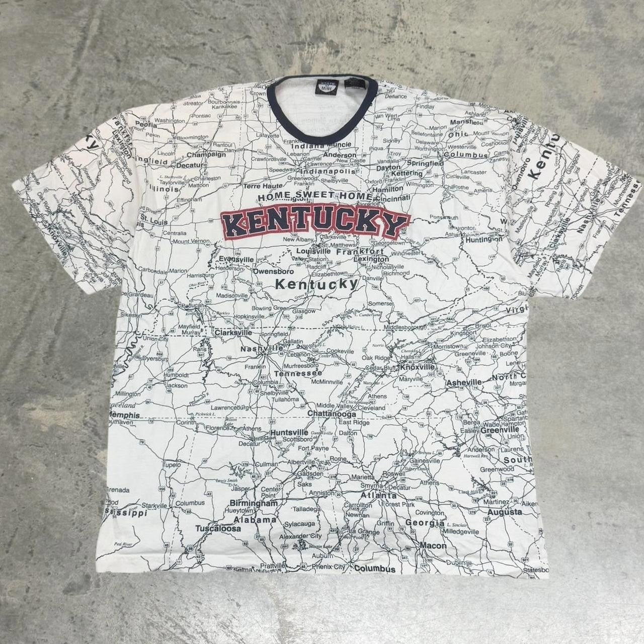 Japanese Brand × Vintage Vintage 90s State of Mine Kentucky Map AOP T-Shirt Size US XXL / EU 58 / 5 - 1 Thumbnail