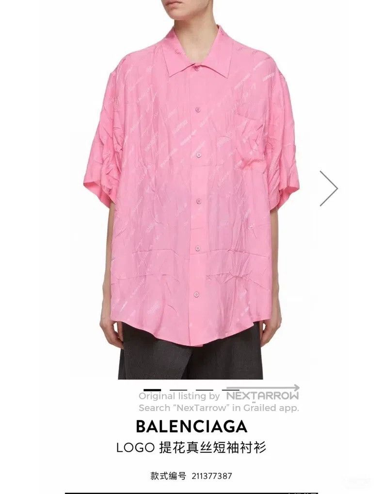 Balenciaga Balenciaga Silk Full Logo Shirt Size XXS / US 00 / IT 34 - 7 Thumbnail