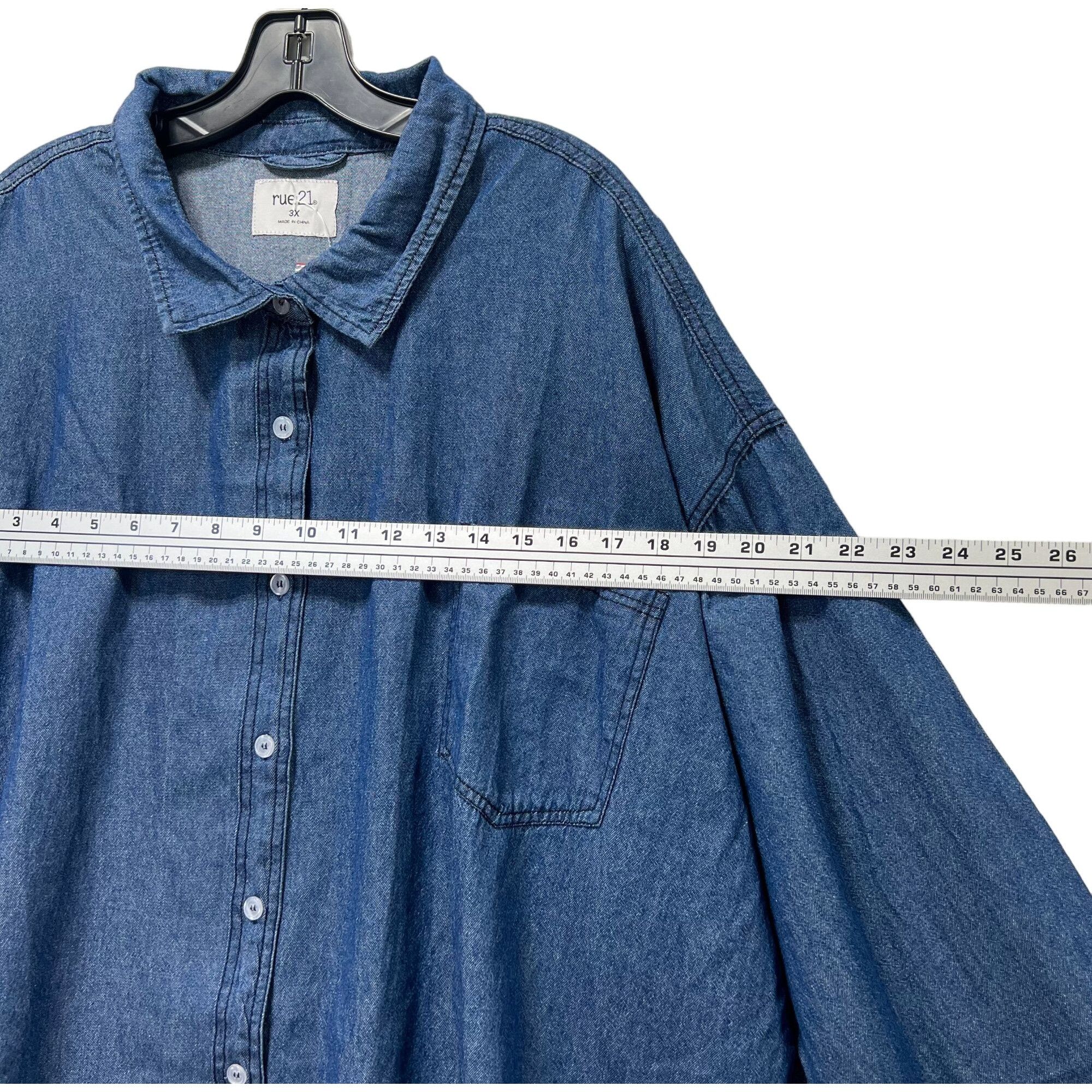 rue21 Rue 21 - Women's Chambray Long Sleeve Button Down Shirt With Size 3XL / US 20-22 - 3 Thumbnail