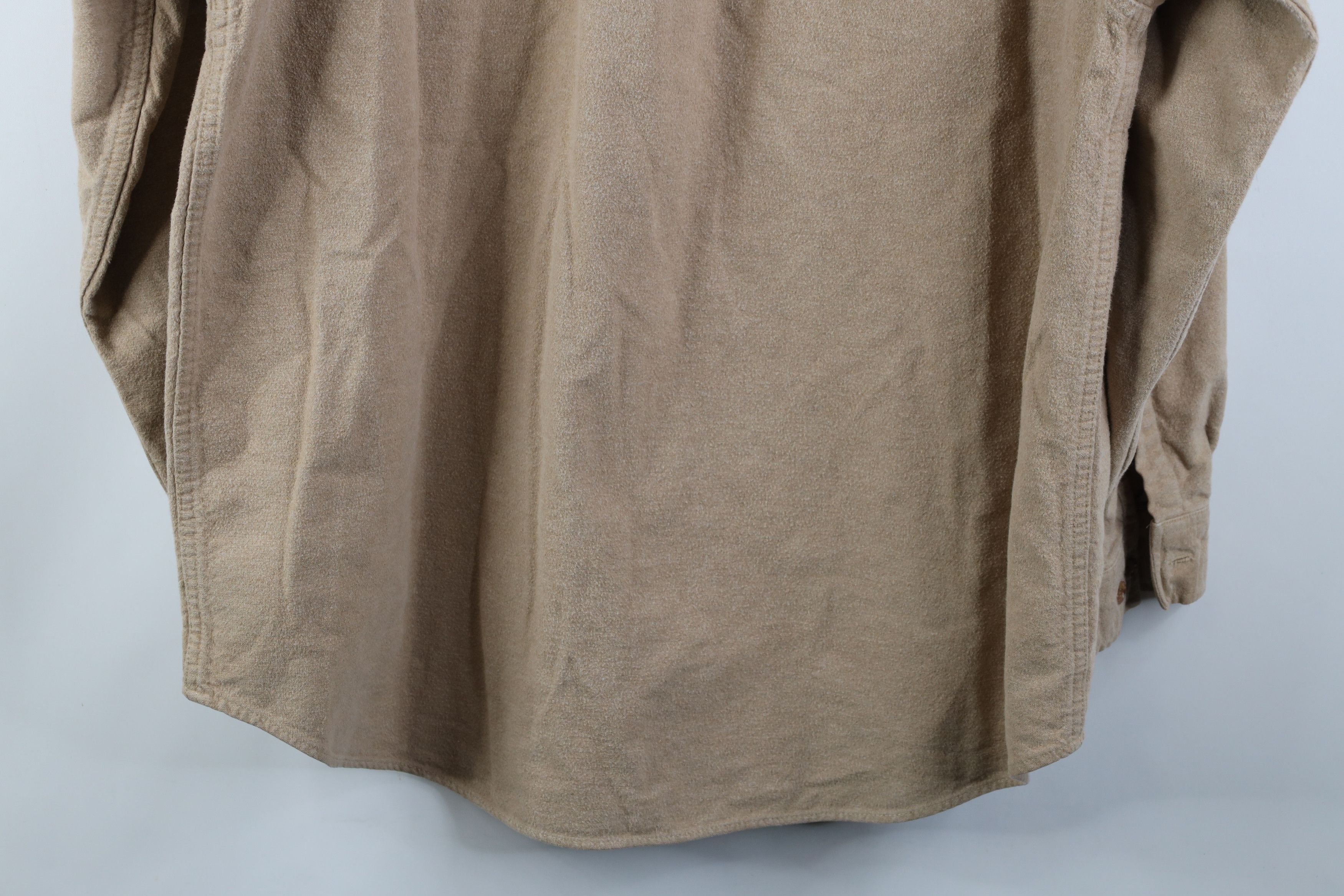 Vintage Vintage 90s Streetwear Chamois Cloth Button Shirt Beige Tan Size US XXL / EU 58 / 5 - 14 Thumbnail