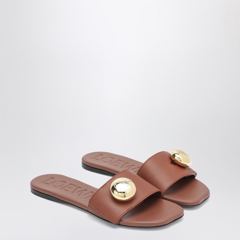Loewe Loewe Rust-Colored Pebble Slides In Leather Size US 9 / IT 39 - 1 Thumbnail