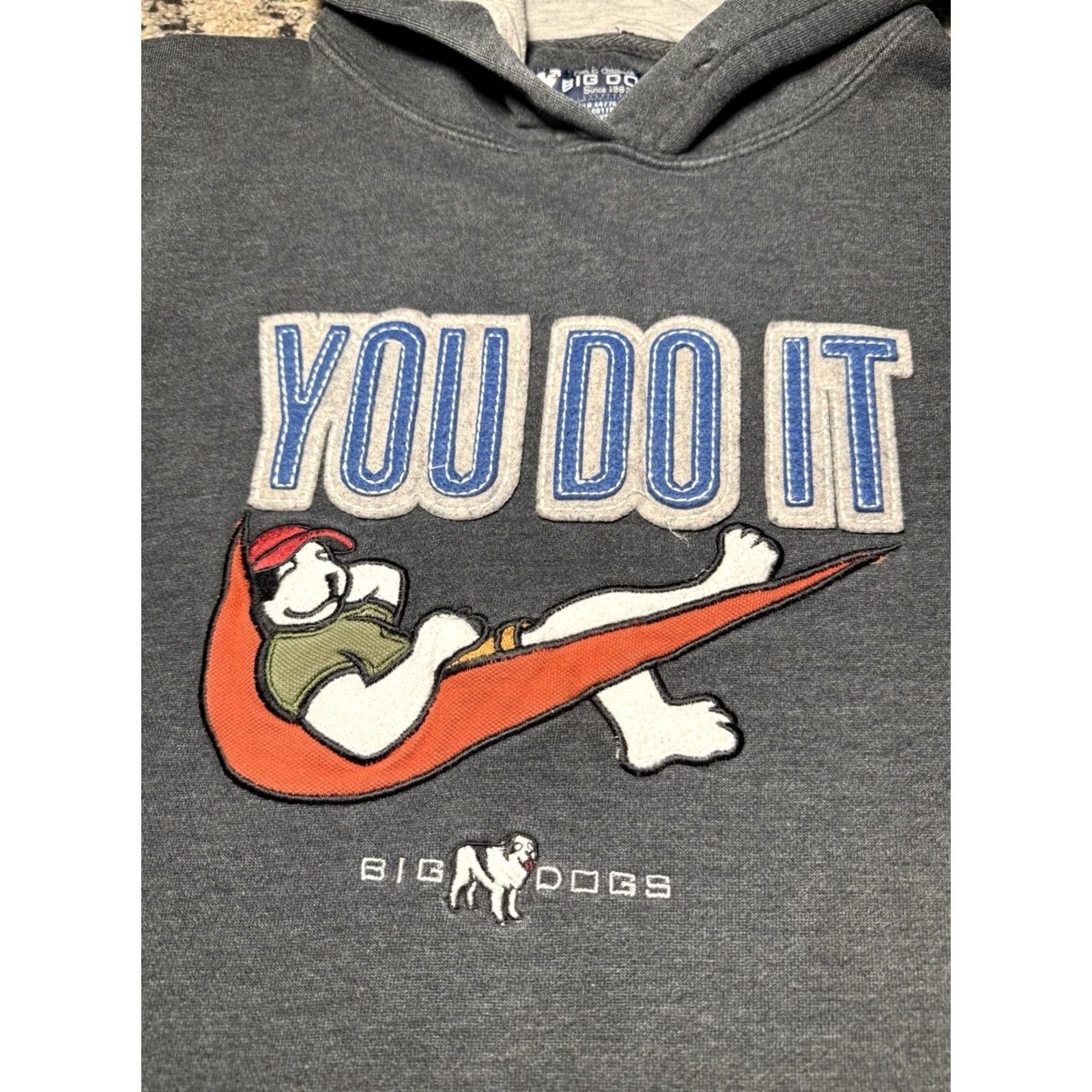 Big Dogs VINTAGE Big Dogs Pullover Hoodie Nike Swoosh You Do It M Gray Unisex Adults Sweatshirt 22 in wide 26 in long Size US M / EU 48-50 / 2 - 2 Thumbnail