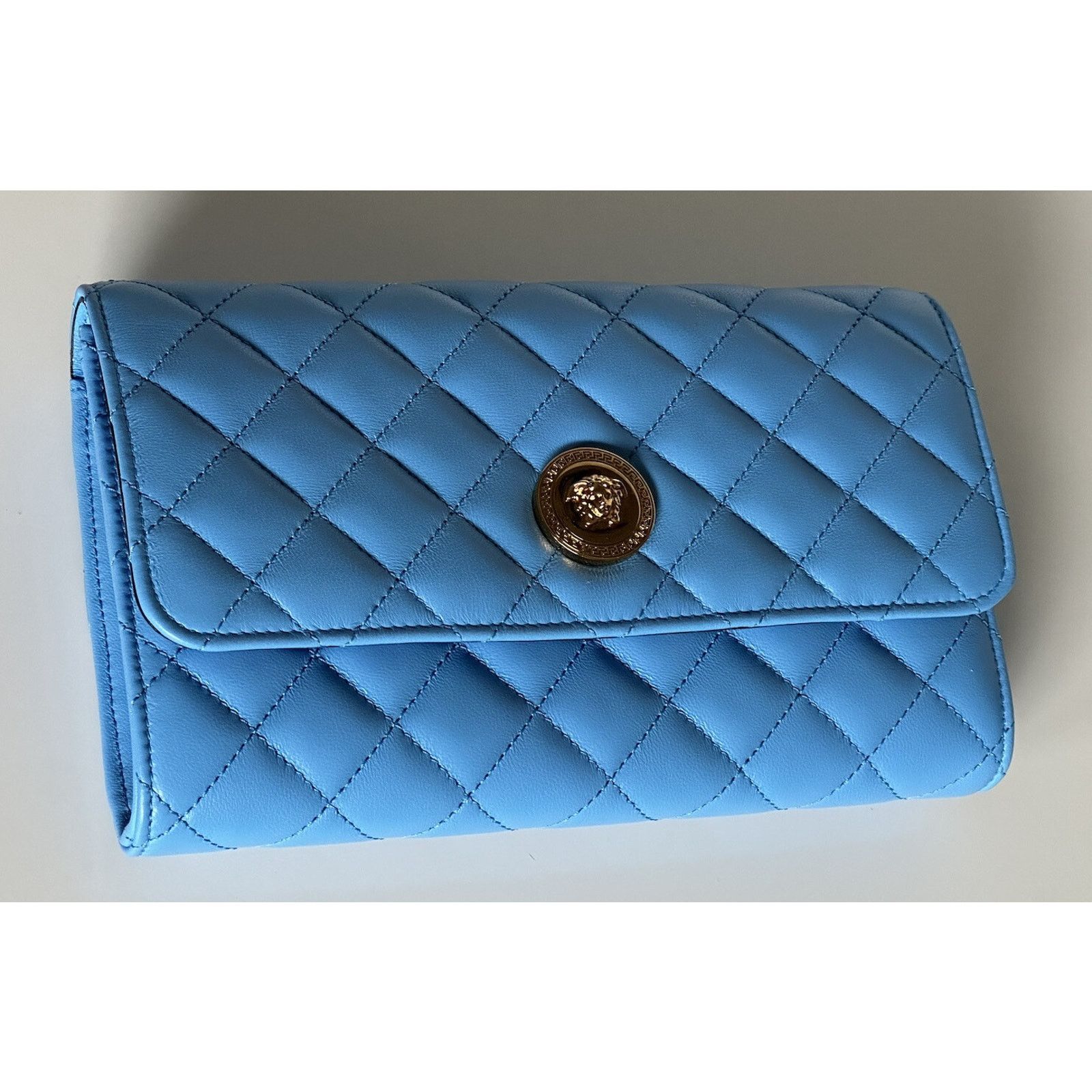 Versace Versace Evening Quilted Leather Blue Shoulder Bag DBSI159S Size ONE SIZE - 14 Thumbnail