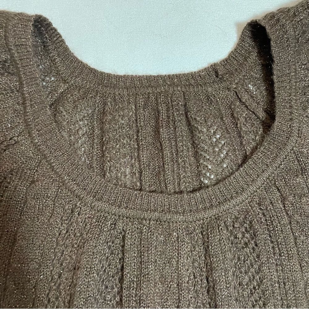 Express Express Design Studio Brown Cable Knit Short Sleeve Mohair Size M / US 6-8 / IT 42-44 - 6 Thumbnail