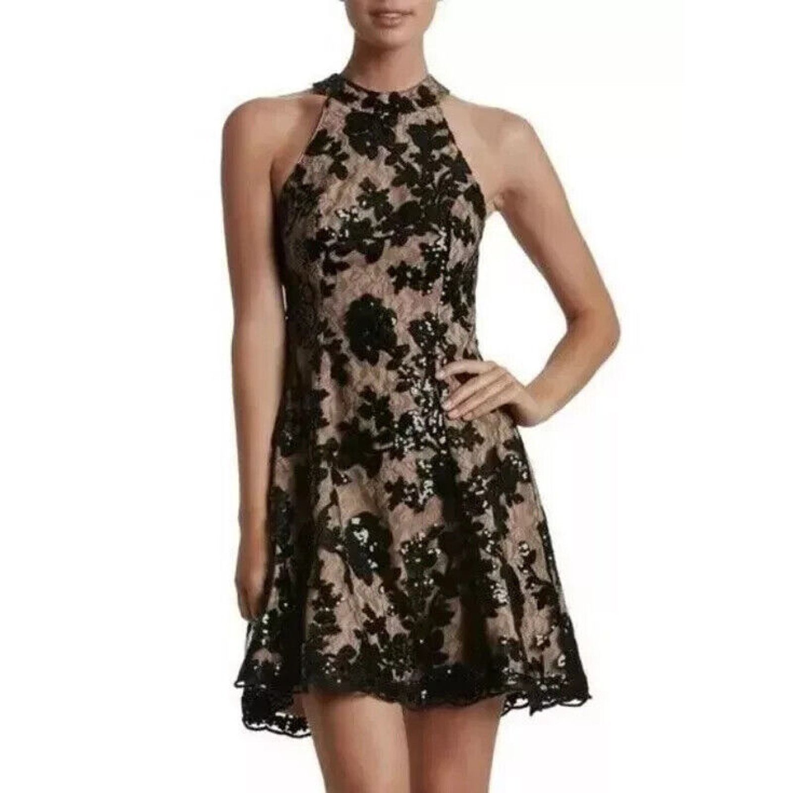 Dress the Population Dress the Population Abbie Black Sequin Lace Mini Dress L Size L / US 10 / IT 46 - 2 Thumbnail