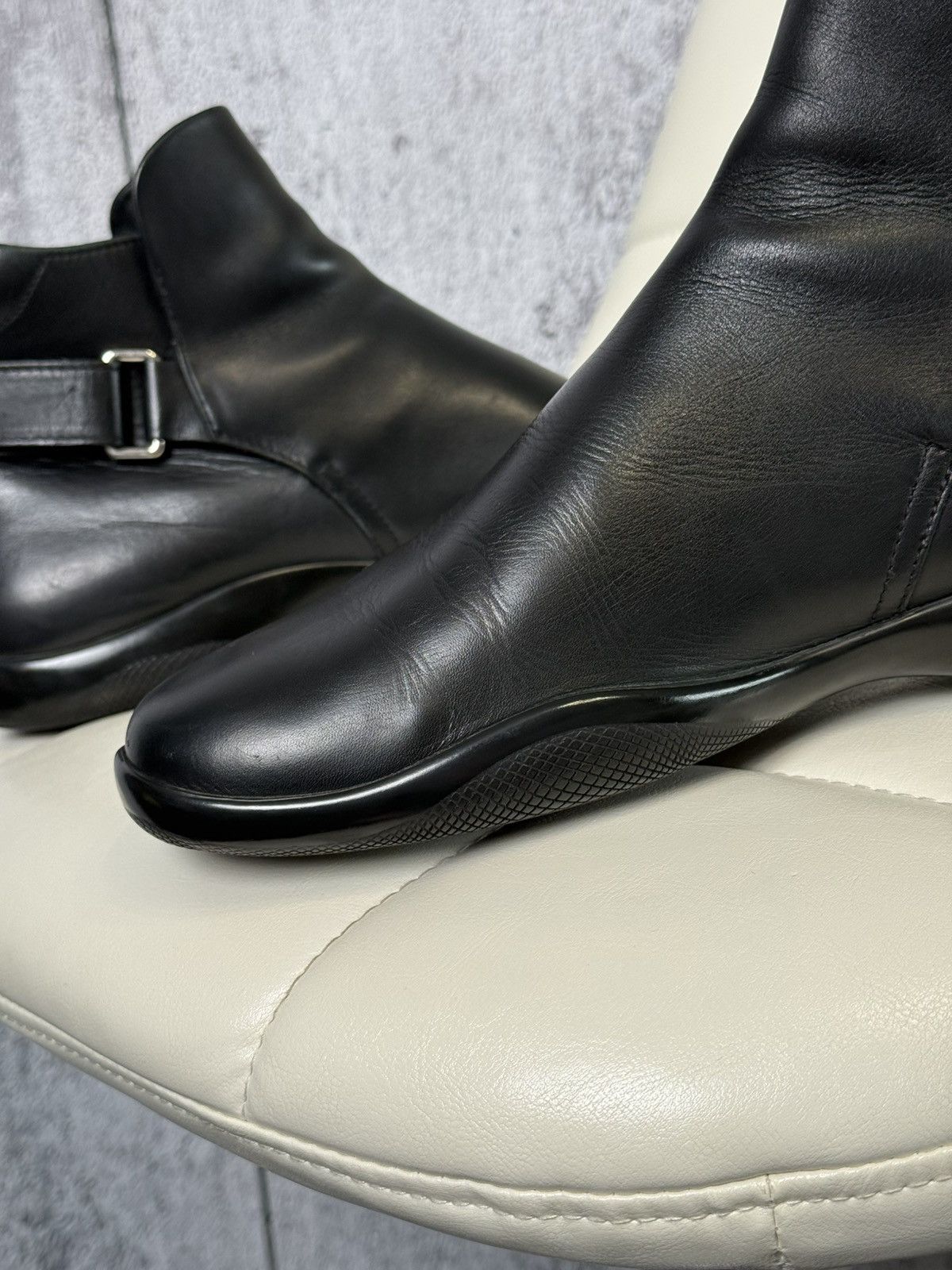 Prada Prada Sport Leather Ankle Boots Strap Men’s Chelsea Shoes Size US 11 / EU 44 - 14 Thumbnail
