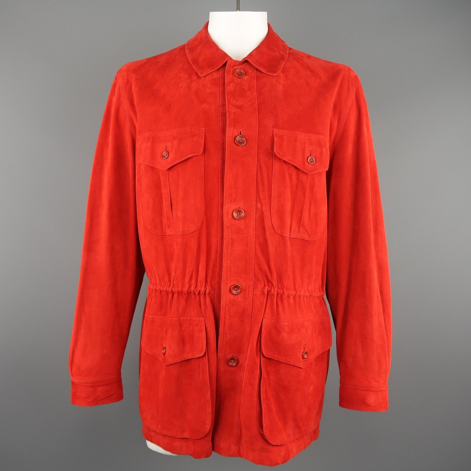 Valstar VALSTAR 42 Red Suede Four Pocket Drawstring Waist Coat Size US L / EU 52-54 / 3 - 1 Thumbnail