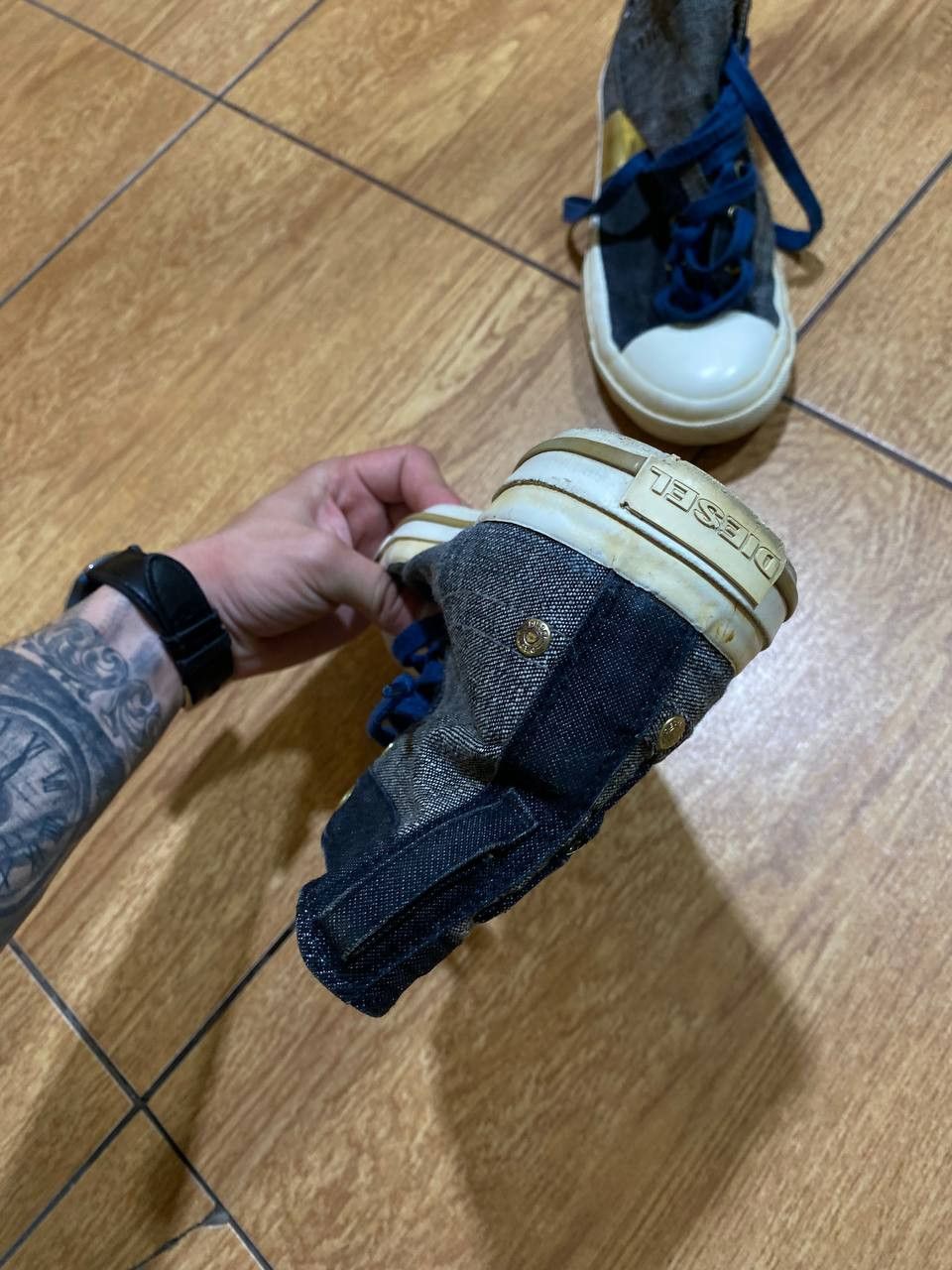 Diesel Y2K Vintage Diesel High Sneakers Streetwear Denim Rare Style Size US 10 / IT 40 - 11 Thumbnail