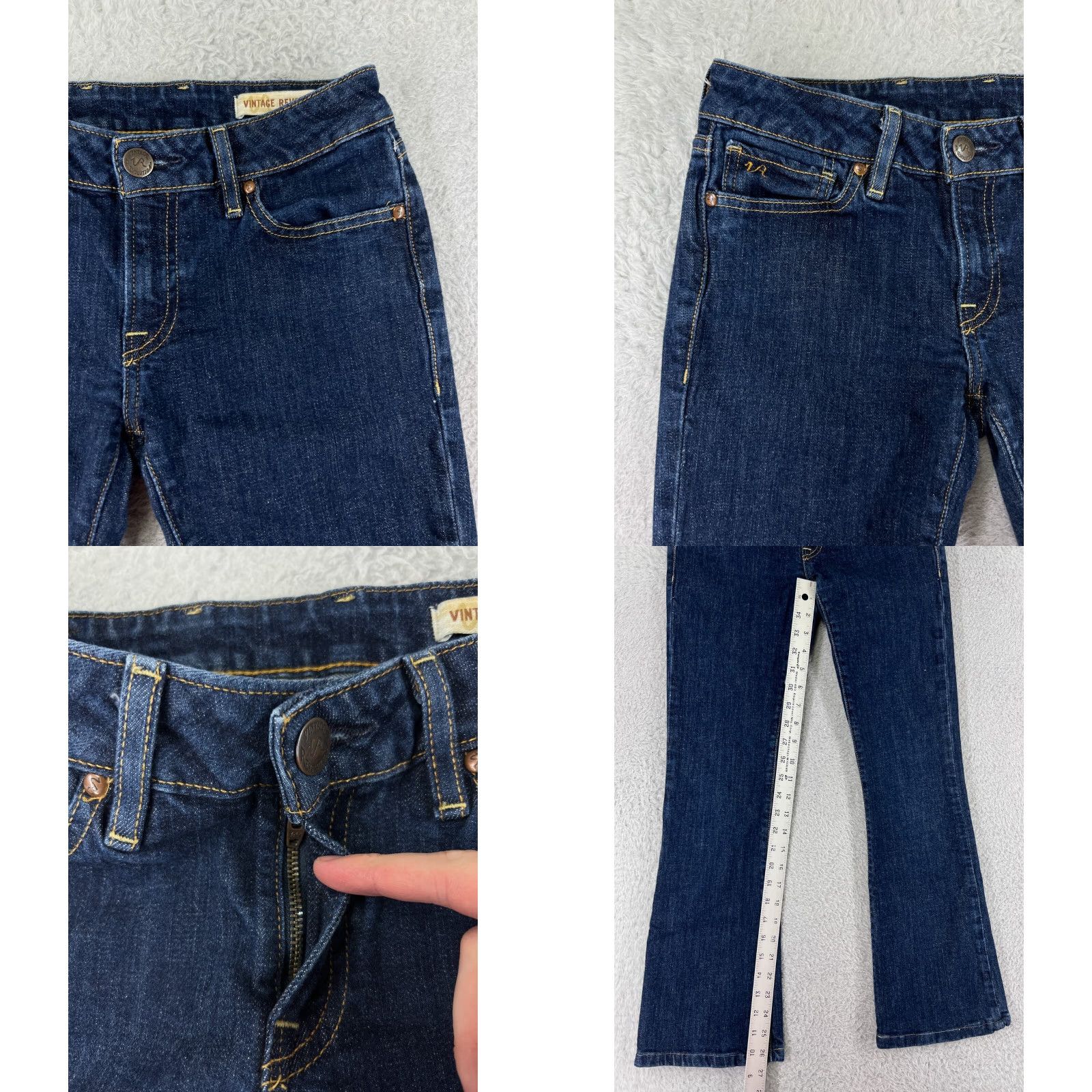 Vintage VINTAGE Revolution Jeans Womens 27 Blue Denim Dark Wash Bootcut Bell Flare Jeans Size 27" / US 4 / IT 40 - 8 Thumbnail