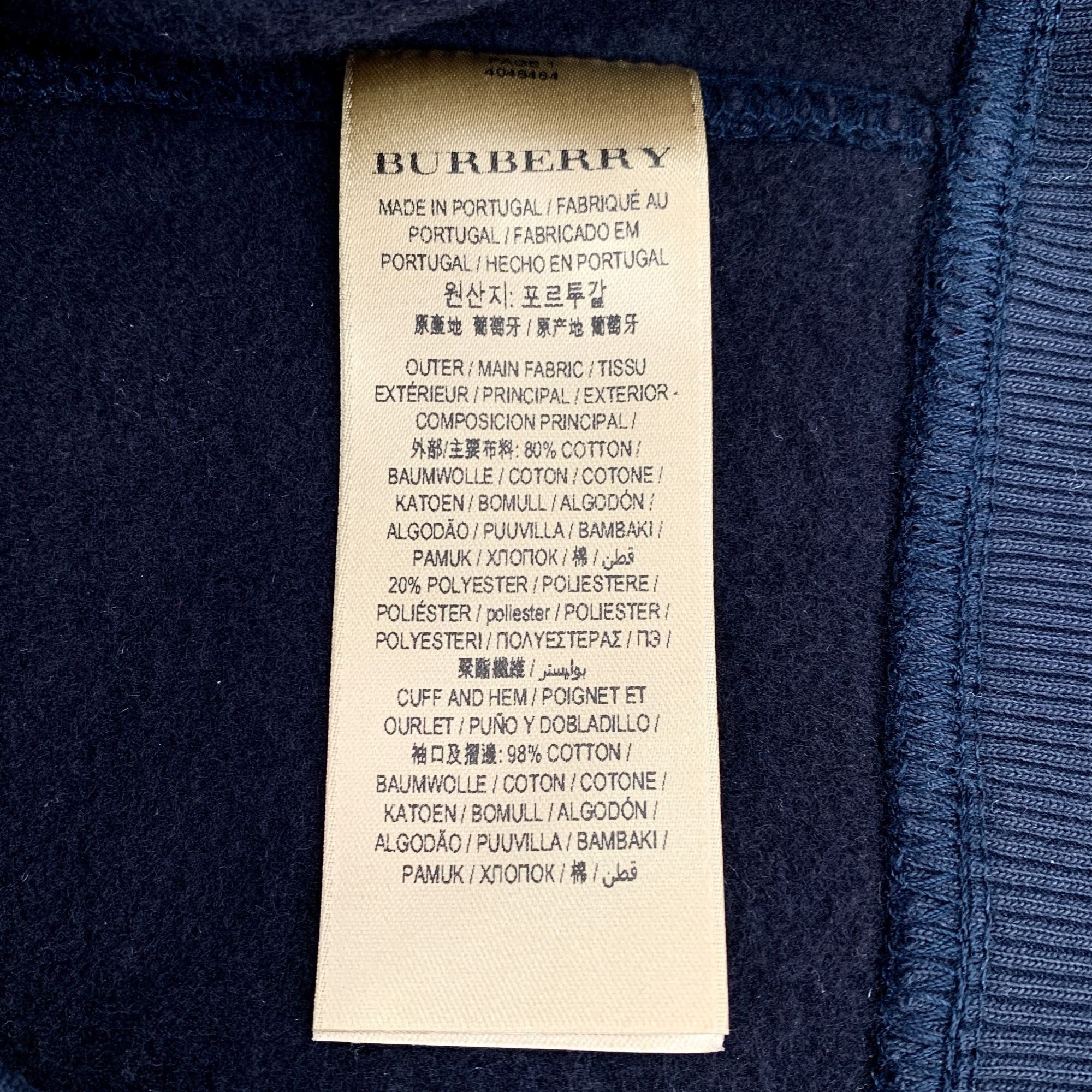 Burberry Burberry Deep Blue Cotton Hooded Zip-Up Sweatshirt With Draw Size US M / EU 48-50 / 2 - 3 Thumbnail