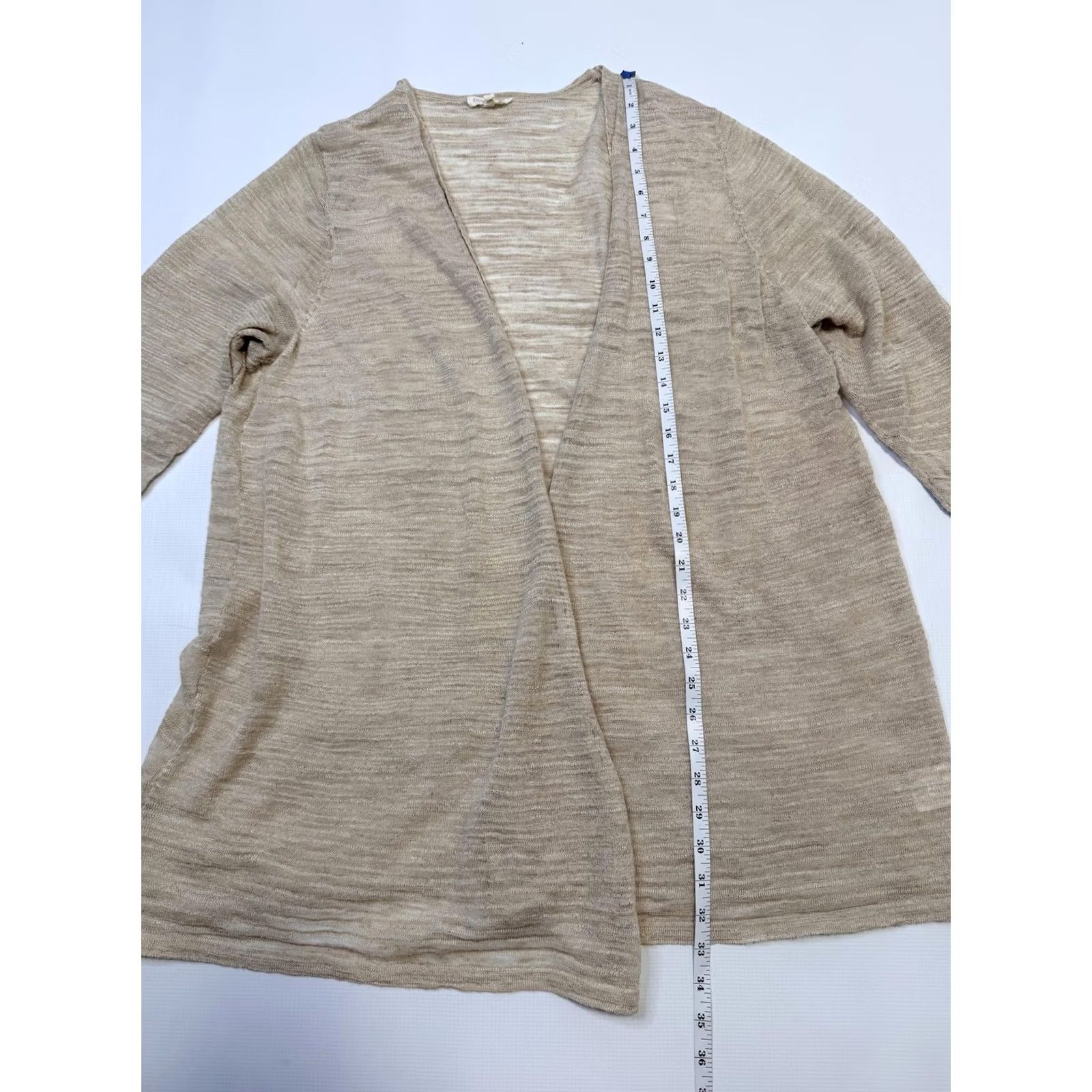 Eileen Fisher Eileen Fisher Cardigan Sweater Womens 1X Beige Linen Blend Open Front Size XL / US 12-14 / IT 48-50 - 4 Thumbnail