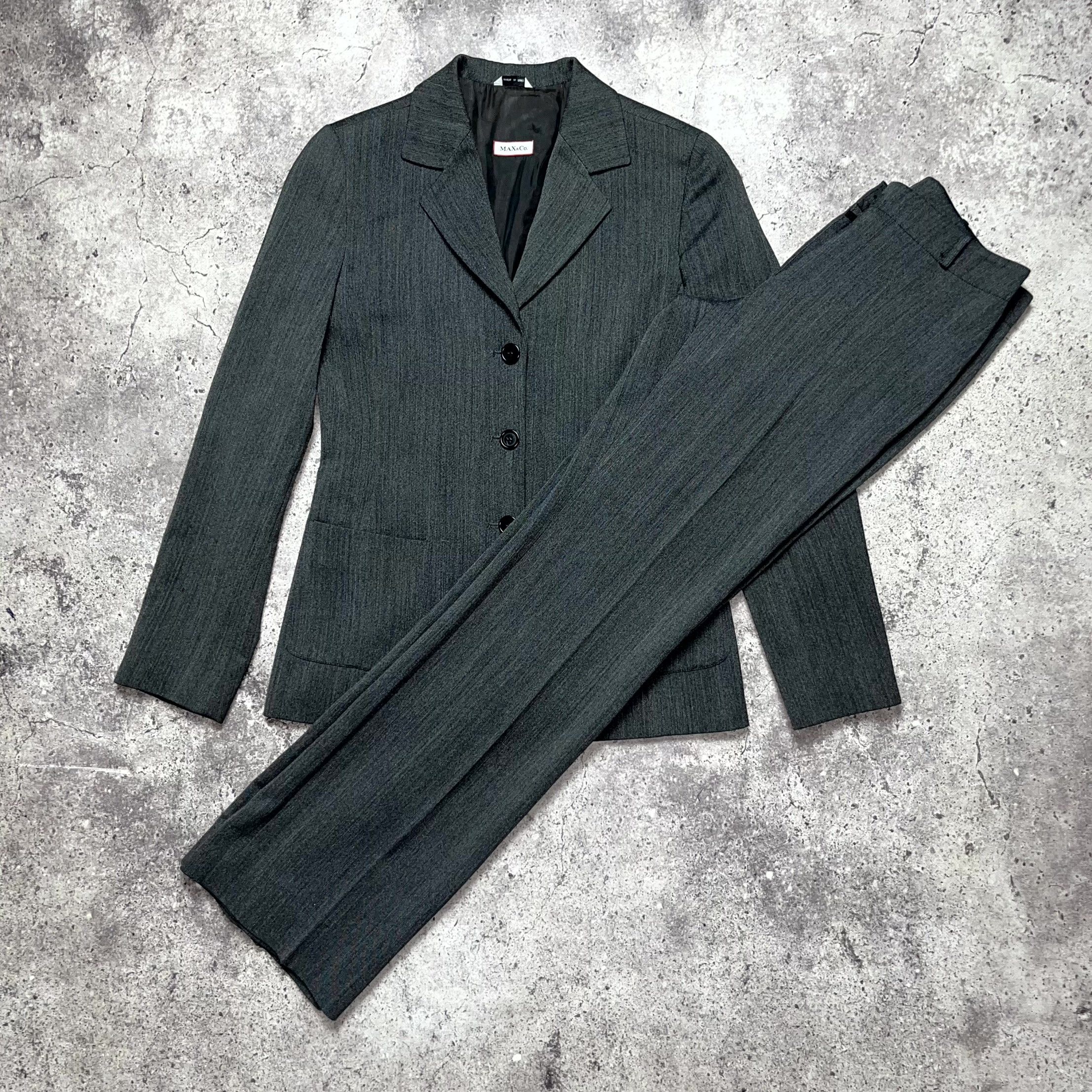 MAX&Co. Max Mara Gray Suit Blazer Pants Wool Blend IT38 US6 Size XS / US 0-2 / IT 36-38 - 2 Thumbnail