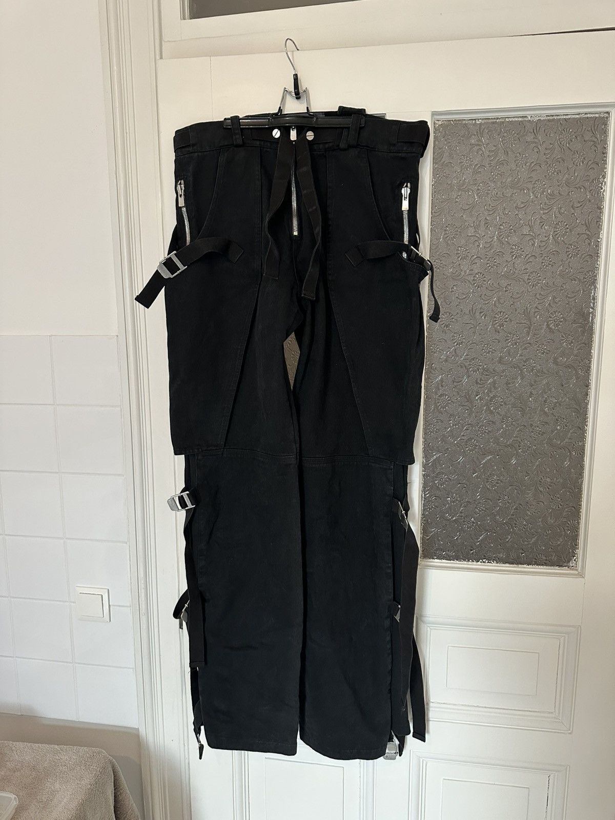 SHINE LUXURY "GHEIST" LAYERED BONDAGE PARACHUTE PANTS - XXL Size US 39 - 6 Thumbnail