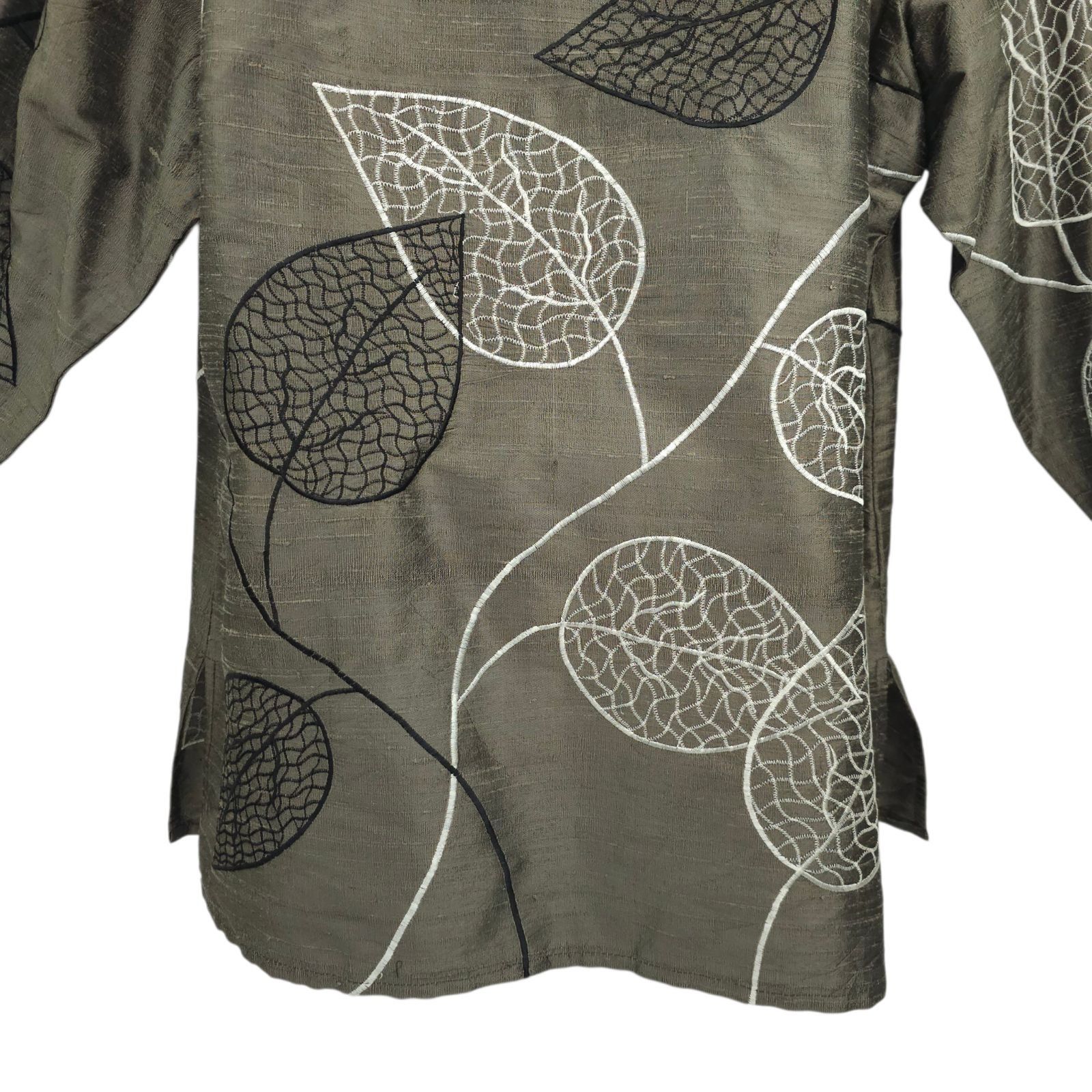 Other Yak Magik Shirt Jacket XL Embroidered Leaf Silk Boho Vintage Size XL / US 12-14 / IT 48-50 - 15 Thumbnail