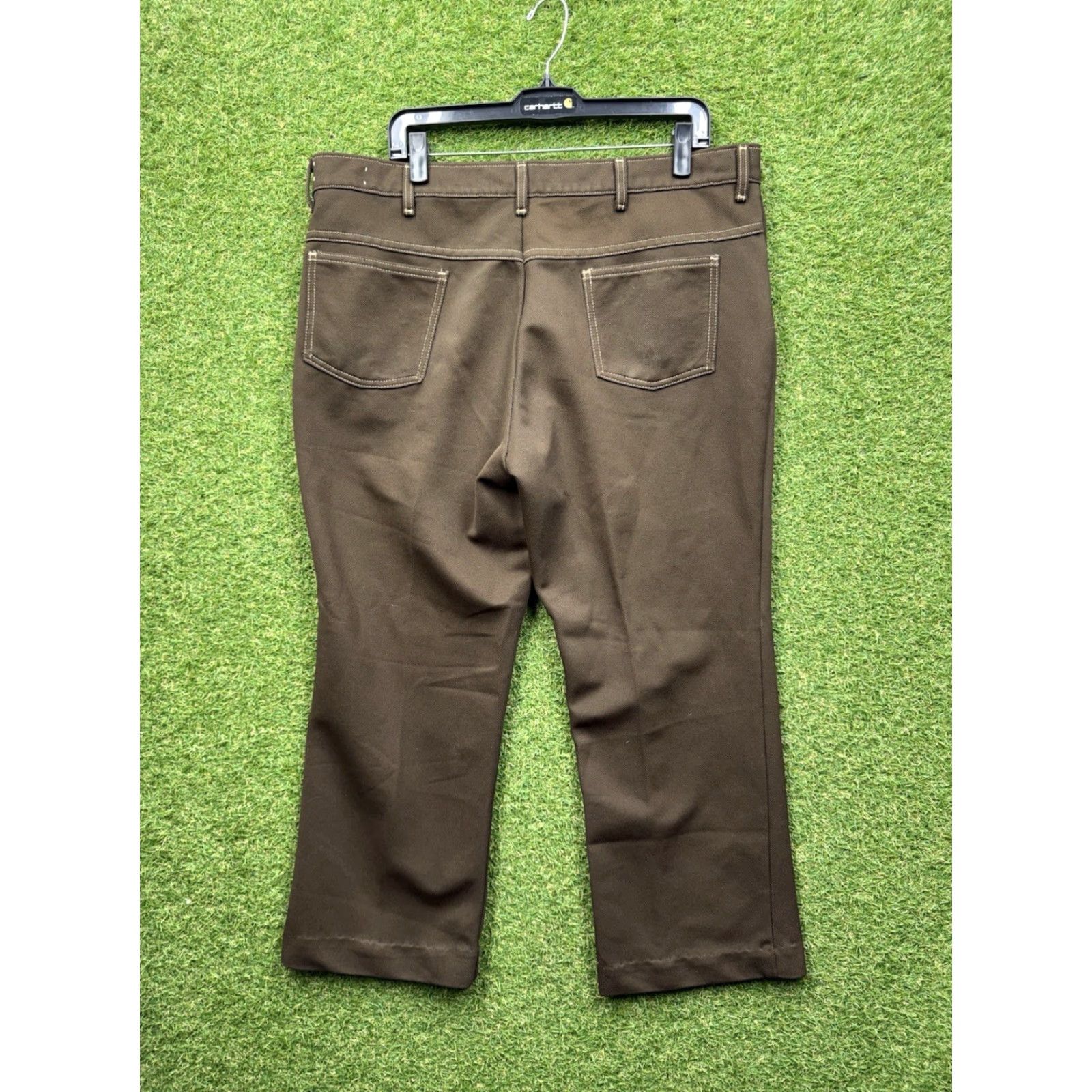 Farah Farah Classic Trousers Mens 38x27 Brown Flare Leg Stretch Dress Pants 100% Polyester Modern Waist 38 Slim Classic Size US 38 / EU 54 - 2 Thumbnail