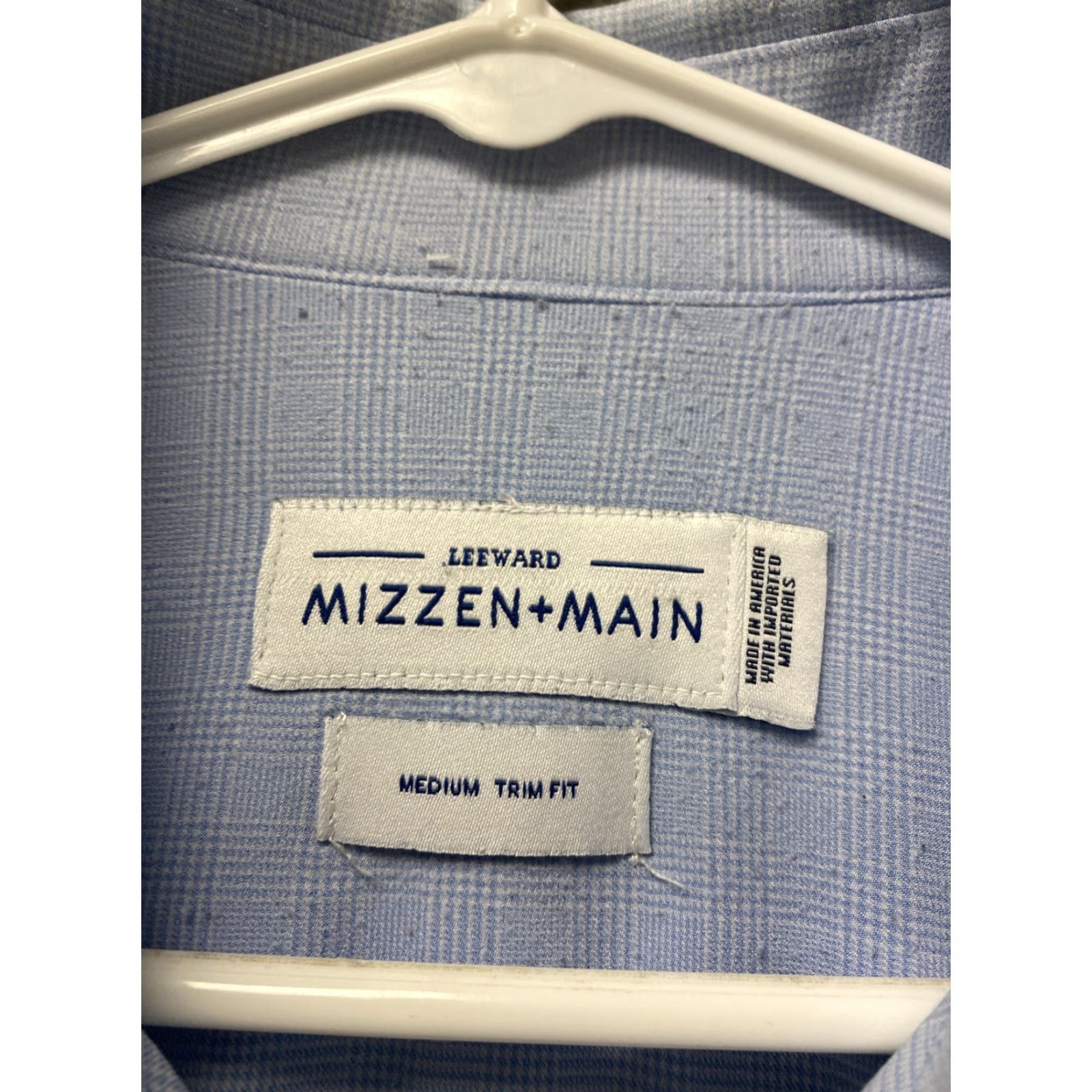 Mizzen+Main Mizzen+Main Button-Up Shirt Mens Large Long Sleeve Fit Blue Plaid /44-87 Button-Down Collar Size US L / EU 52-54 / 3 - 6 Thumbnail