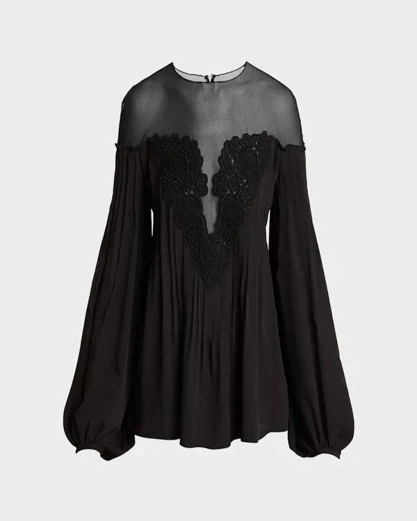 Chloe o1y0825 Silk Blouse in Black Size M / US 6-8 / IT 42-44 - 1 Thumbnail