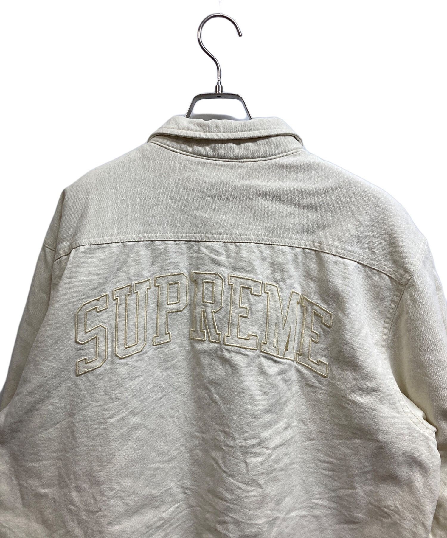 Supreme SUPREME 24FW Faux Shearling Lined Work Shirt Ivory Size XL Size US XL / EU 56 / 4 - 4 Thumbnail