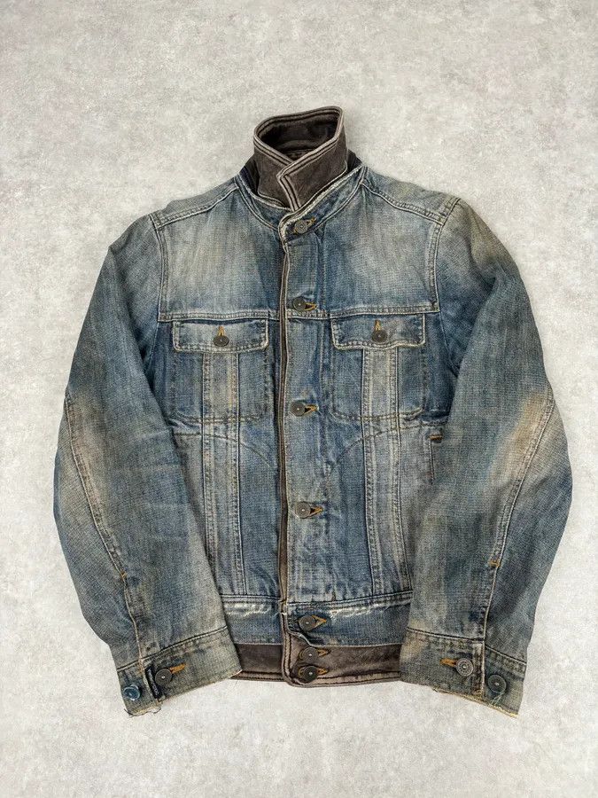 Dolce & Gabbana AW2003 Dolce & Gabbana Layered Leather & Faded Denim Jacket Size US M / EU 48-50 / 2 - 7 Thumbnail