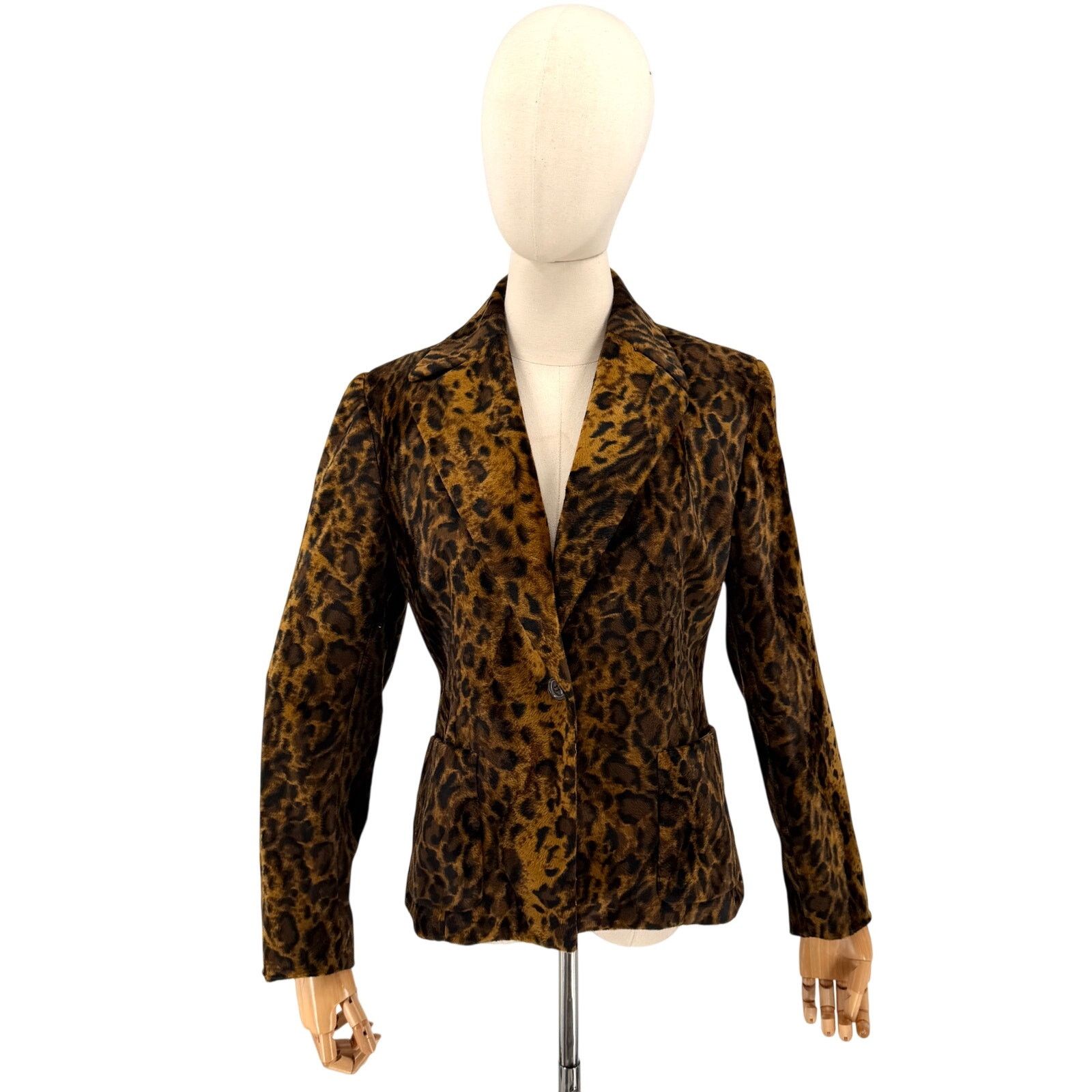 Emanuel Ungaro Vintage 90s Leopard Print Faux Fur Blazer Jacket Size S / US 4 / IT 40 - 1 Thumbnail