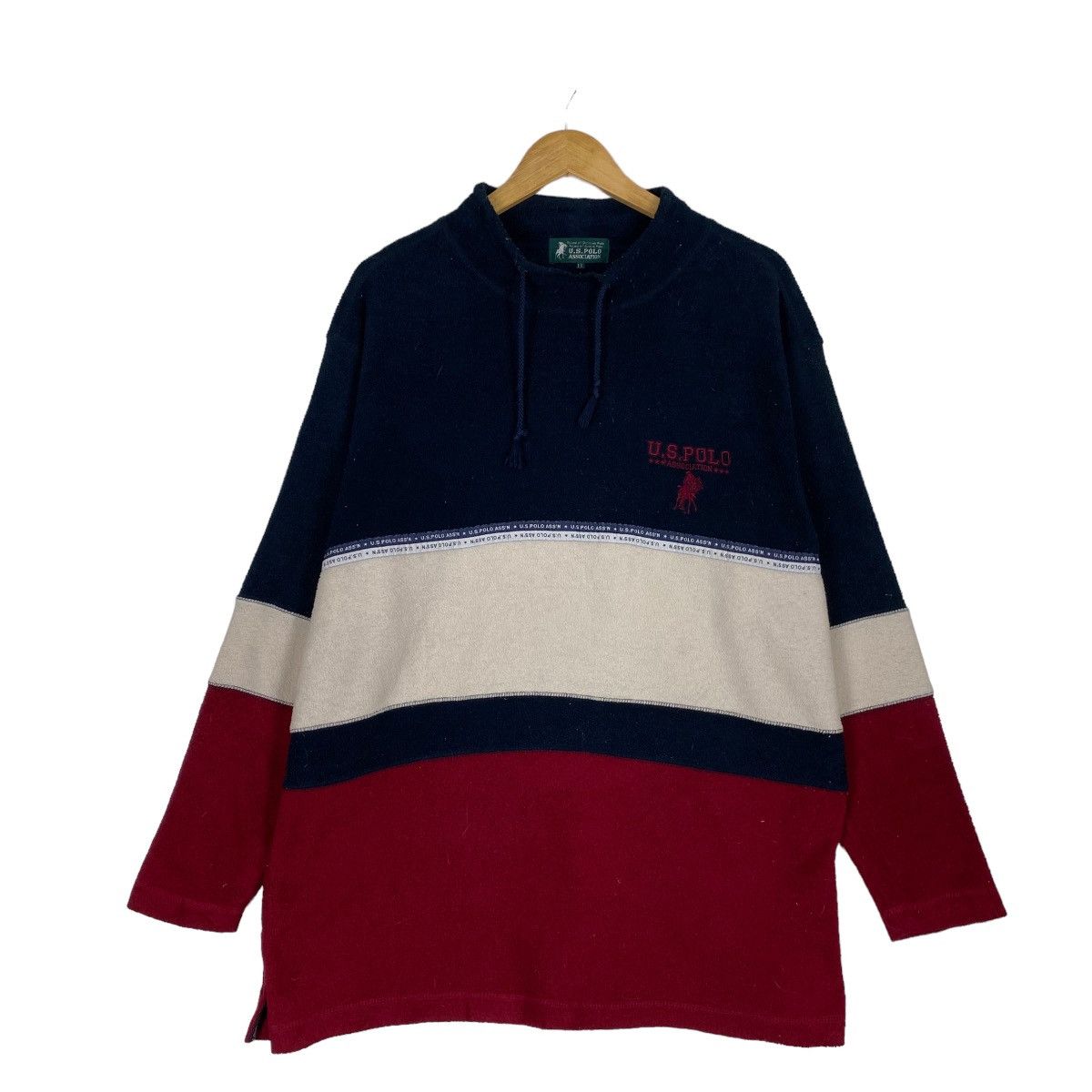Japanese Brand Vintage US Polo Assn stripped fleece Size US L / EU 52-54 / 3 - 1 Thumbnail