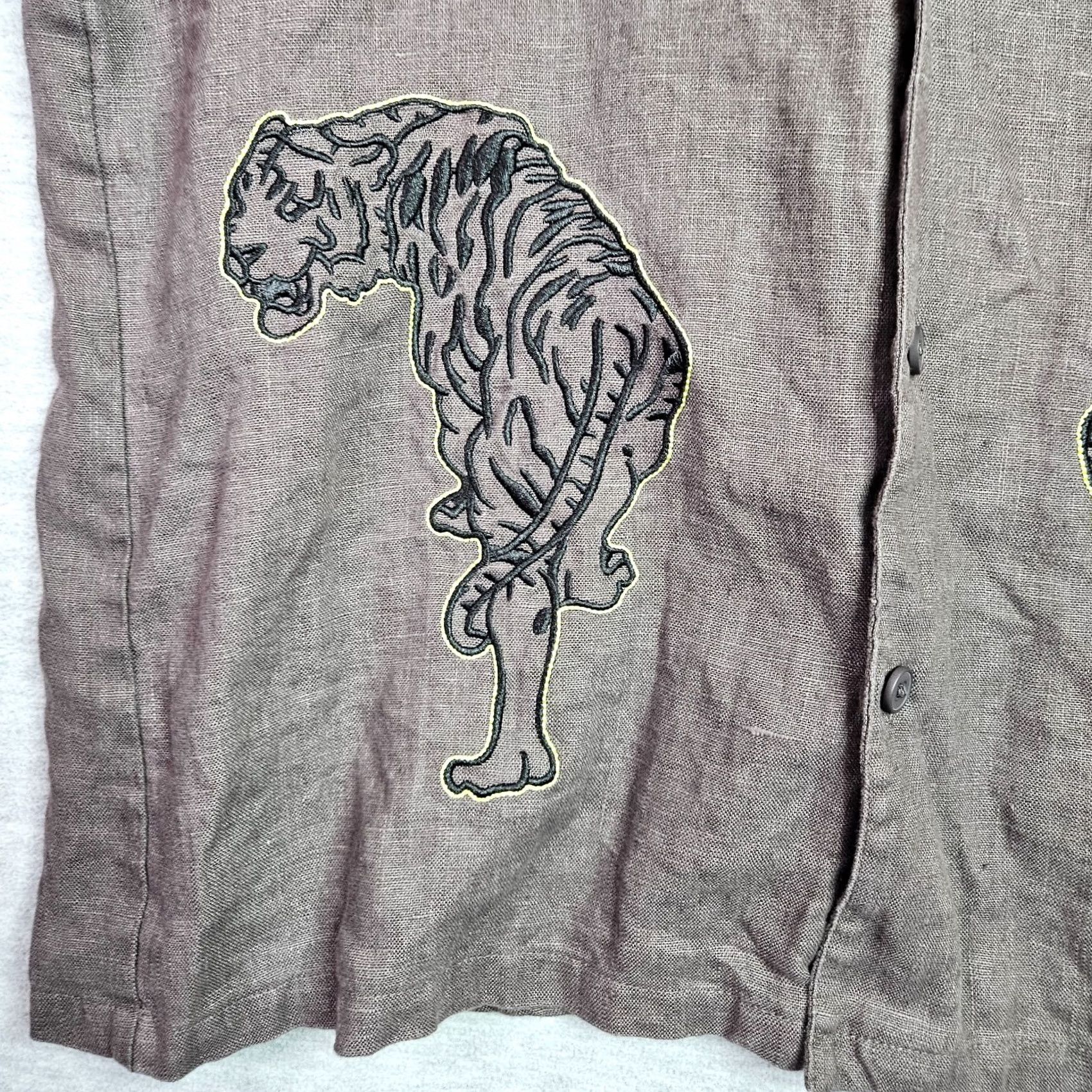 Vintage State Of Flux Tiger Embroidered Button Shirt Men's L Streetwear Size US L / EU 52-54 / 3 - 4 Thumbnail