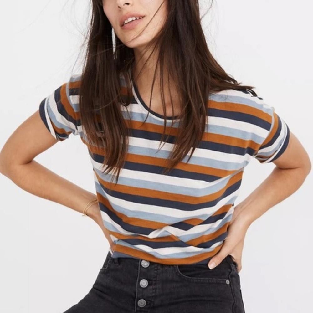 Madewell Madewell l Whisper Striped Cotton Tee XS Size XS / US 0-2 / IT 36-38 - 1 Thumbnail