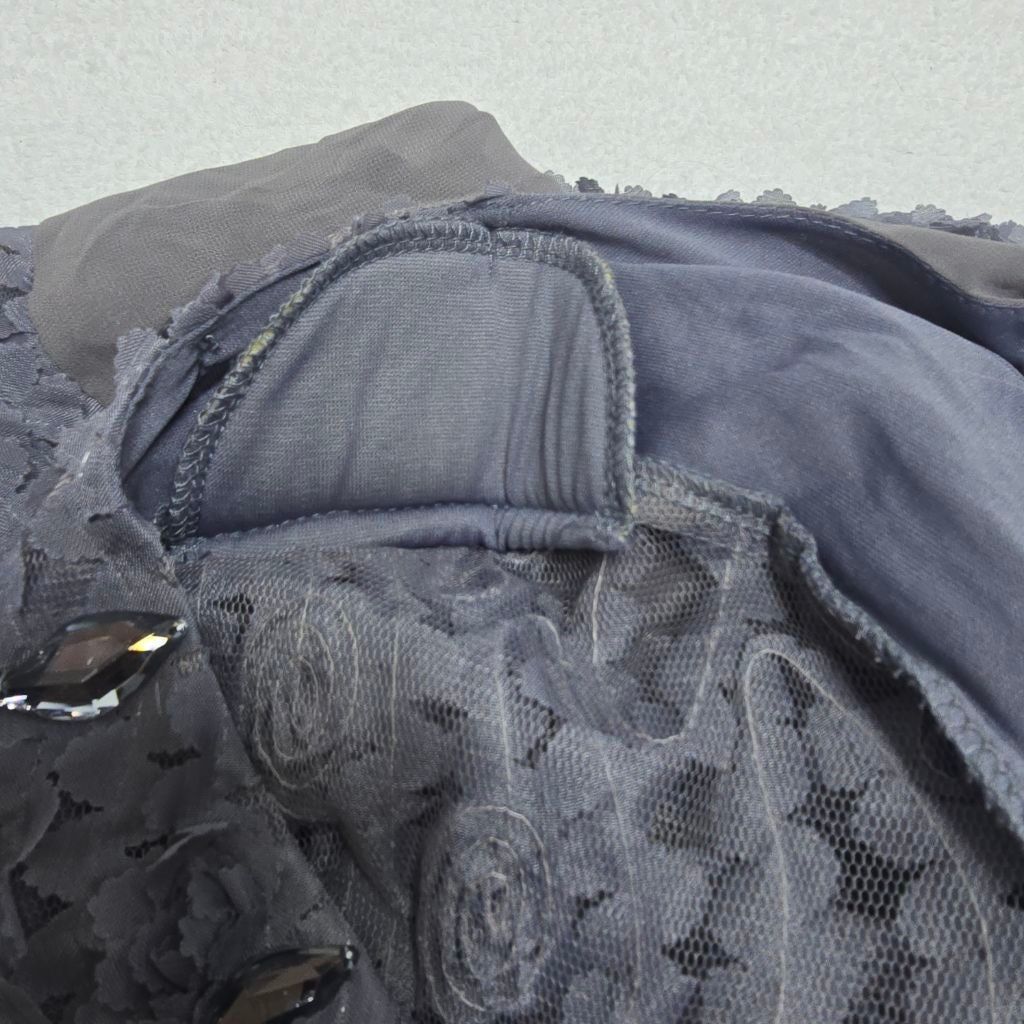 The Unbranded Brand Women's Pretty Angel Gray Floral Embellished Blouse L Size L / US 10 / IT 46 - 7 Thumbnail