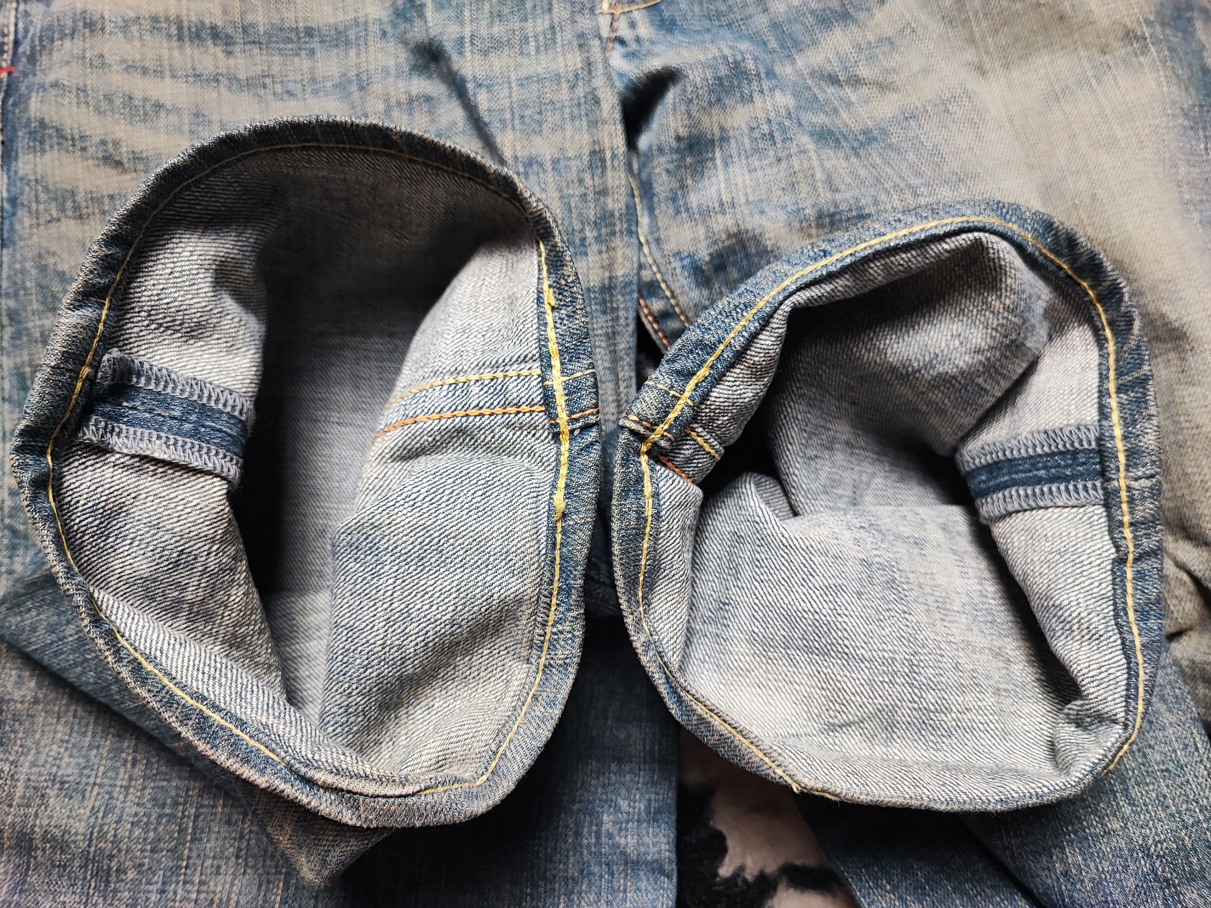 Japanese Brand Mizra Kyoto Koi Fish Deconstructed Mud Washed Distress Size US 31 - 21 Thumbnail