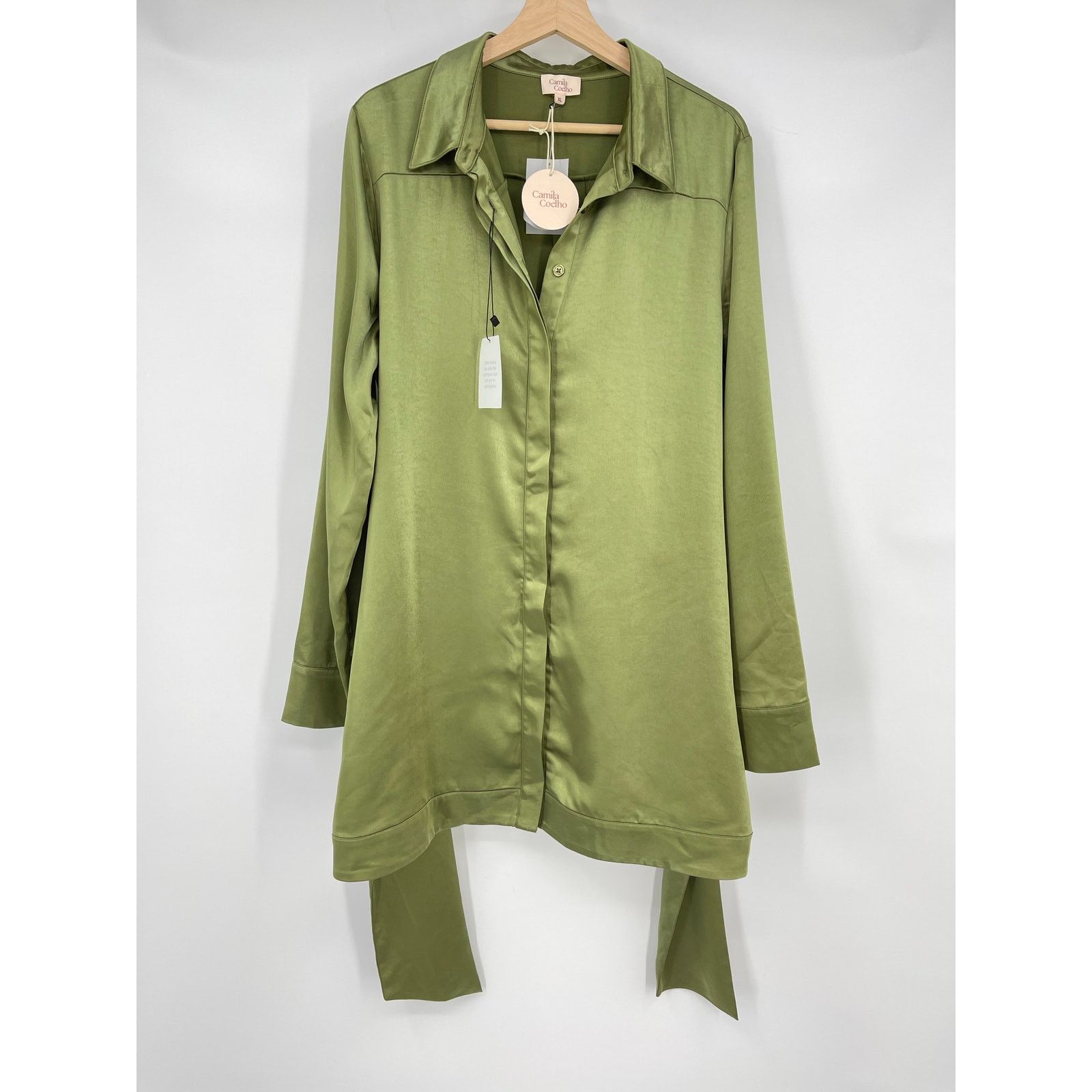 Camila Coelho NWT Priscilla Mini Dress in Sage Satin XL