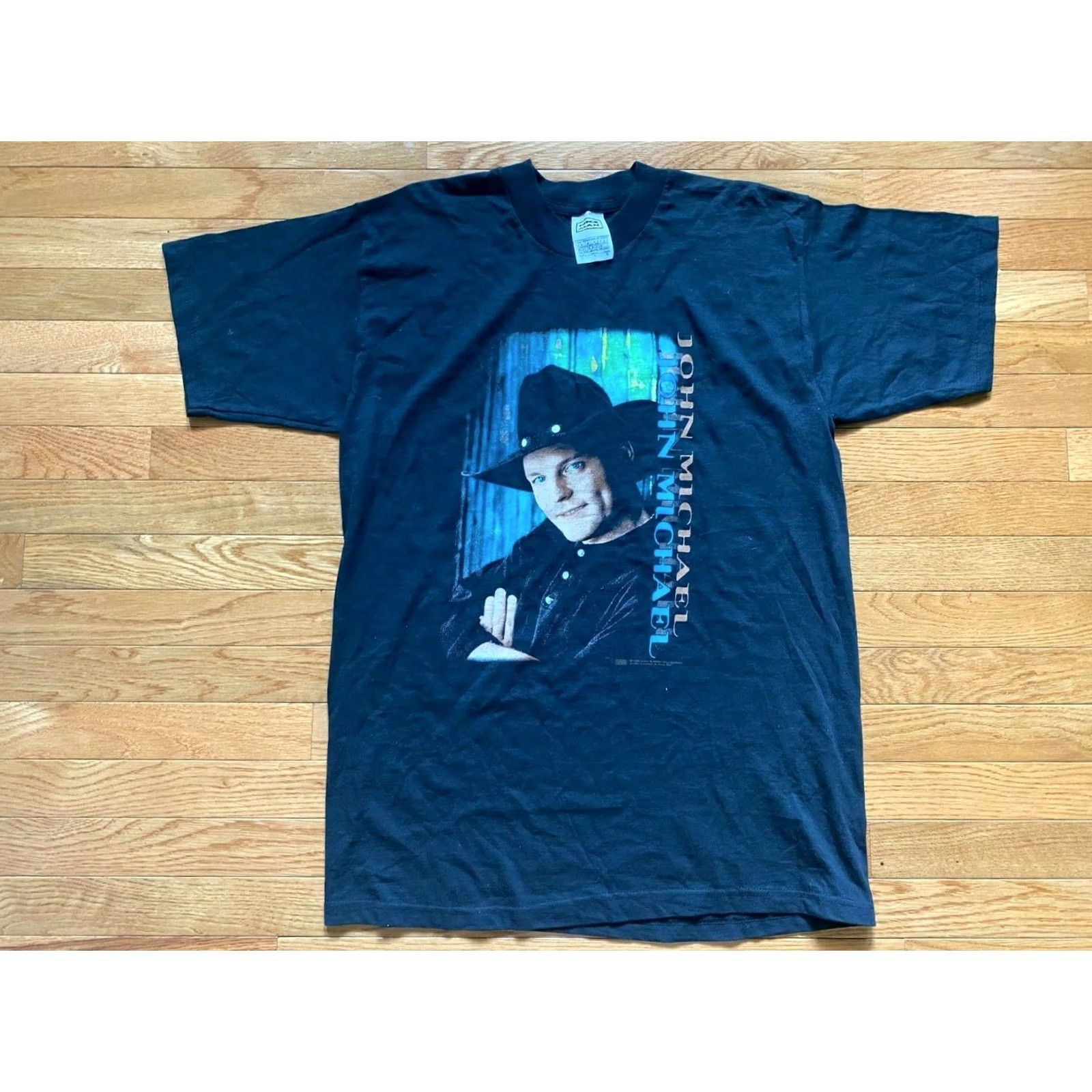 Vintage VTG John Michael Montgomery 1996 Blk Mens Sz L T Shirt Country Music Tee Nice Man Mens Regular Short Sleeve Black T-Shirt 90s Size US L / EU 52-54 / 3 - 2 Thumbnail