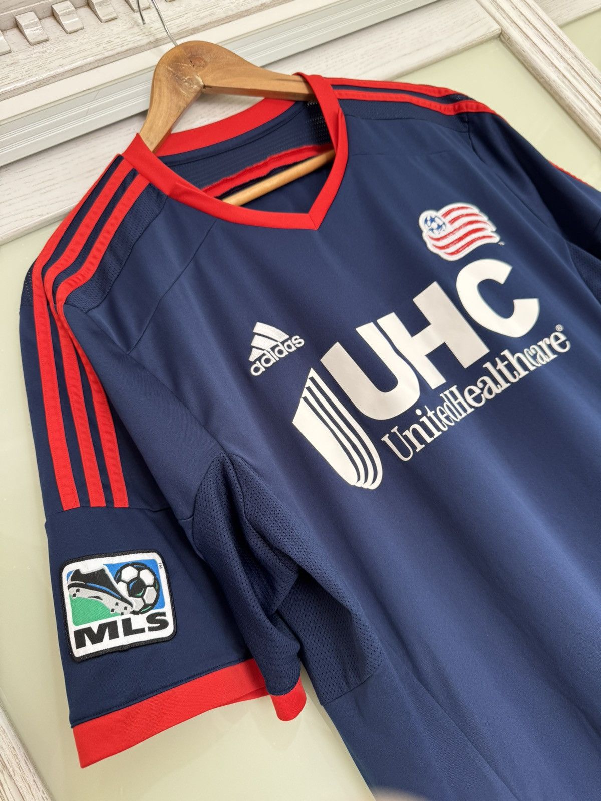 Adidas New England Revolution 2014-2015 Home Soccer Jersey Kit Size US XL / EU 56 / 4 - 7 Thumbnail