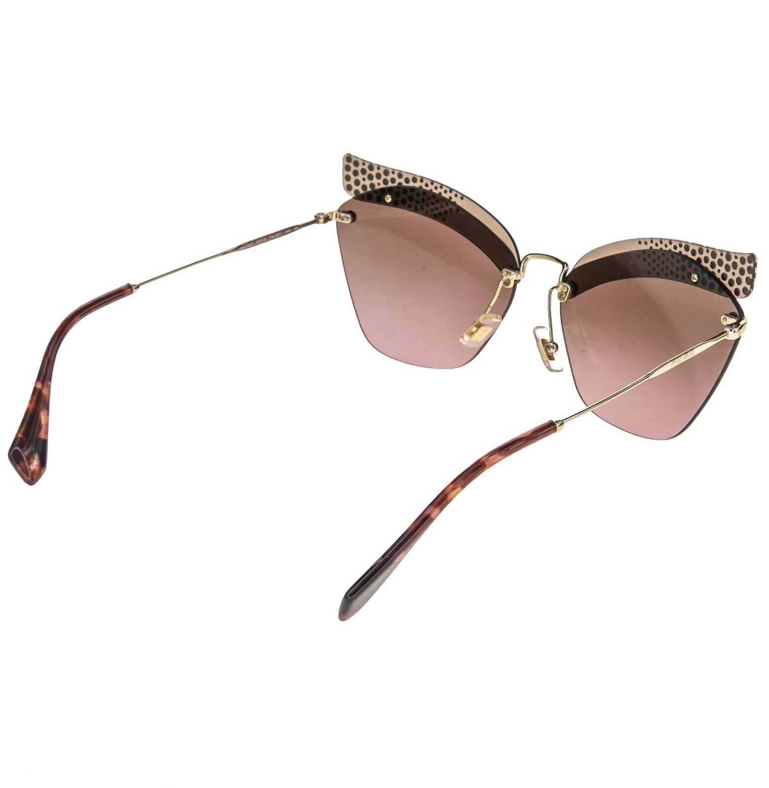 Miu Miu MIU MIU 56T NOIR MU56TS Gold Pink Crystal Rimless Sunglasses Size ONE SIZE - 7 Thumbnail