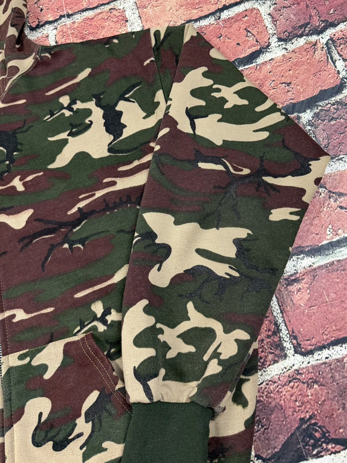 Other Vintage Camo Zip Up Hoodie Thermal Lined Sweatshirt Blank Size US L / EU 52-54 / 3 - 9 Thumbnail