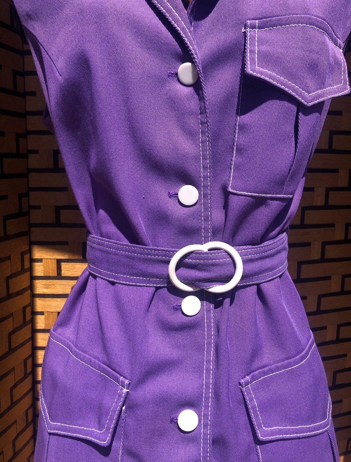 Vintage 60s/70s vintage mini mod belted dress Size XS / US 0-2 / IT 36-38 - 2 Thumbnail