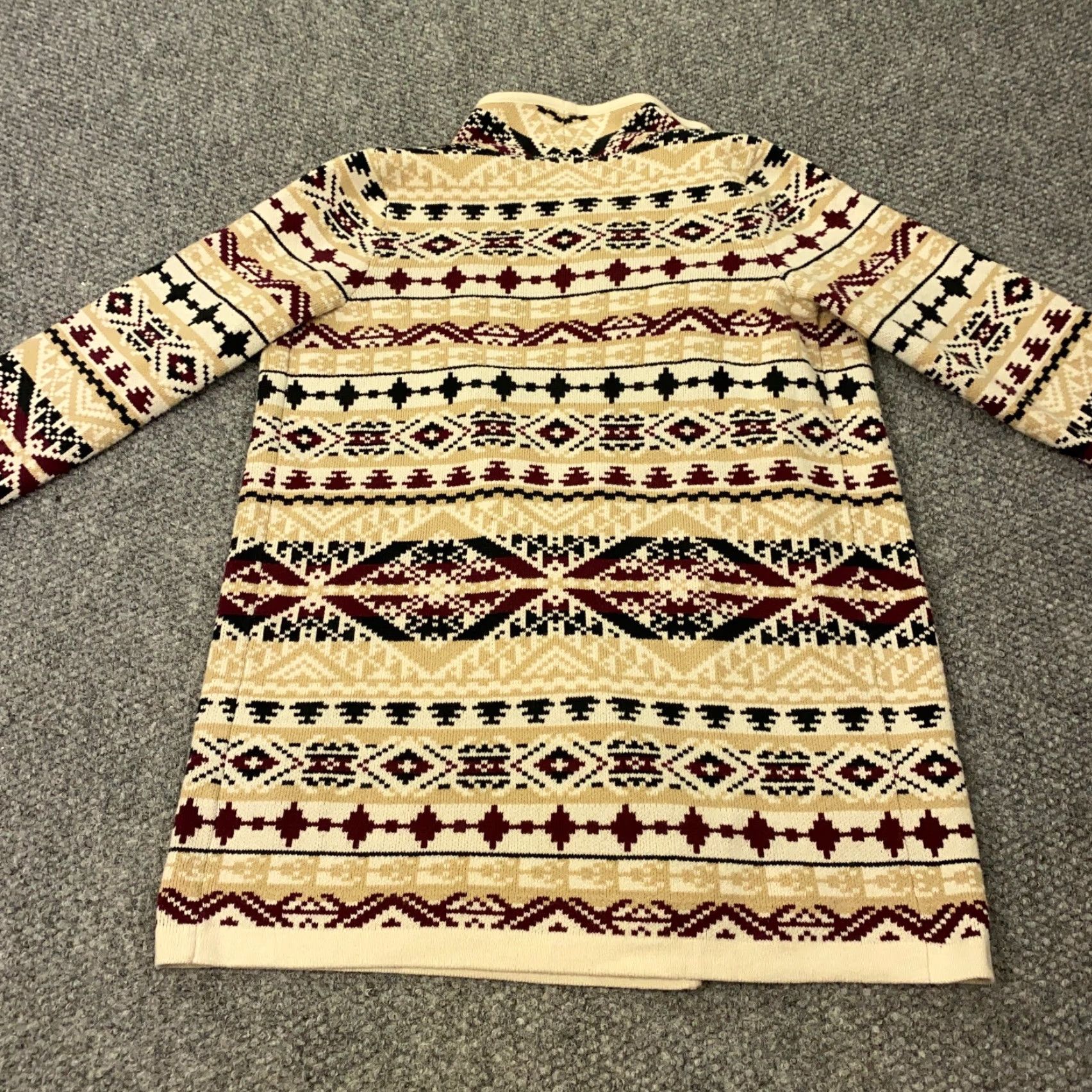 Lucky Brand Lucky Brand Aztec Cardigan Sweater Womens Medium Beige Open Front Geometric Western Size M / US 6-8 / IT 42-44 - 7 Thumbnail
