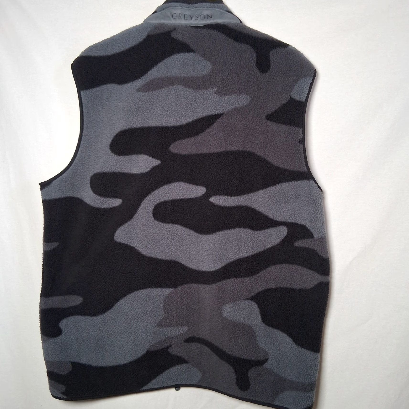 Vintage Greyson Fleece Vest Men L Gray Camouflage Deep Pile Zip Up Mock Neck Jacket Vest - Camouflage Mens Size US L / EU 52-54 / 3 - 2 Thumbnail