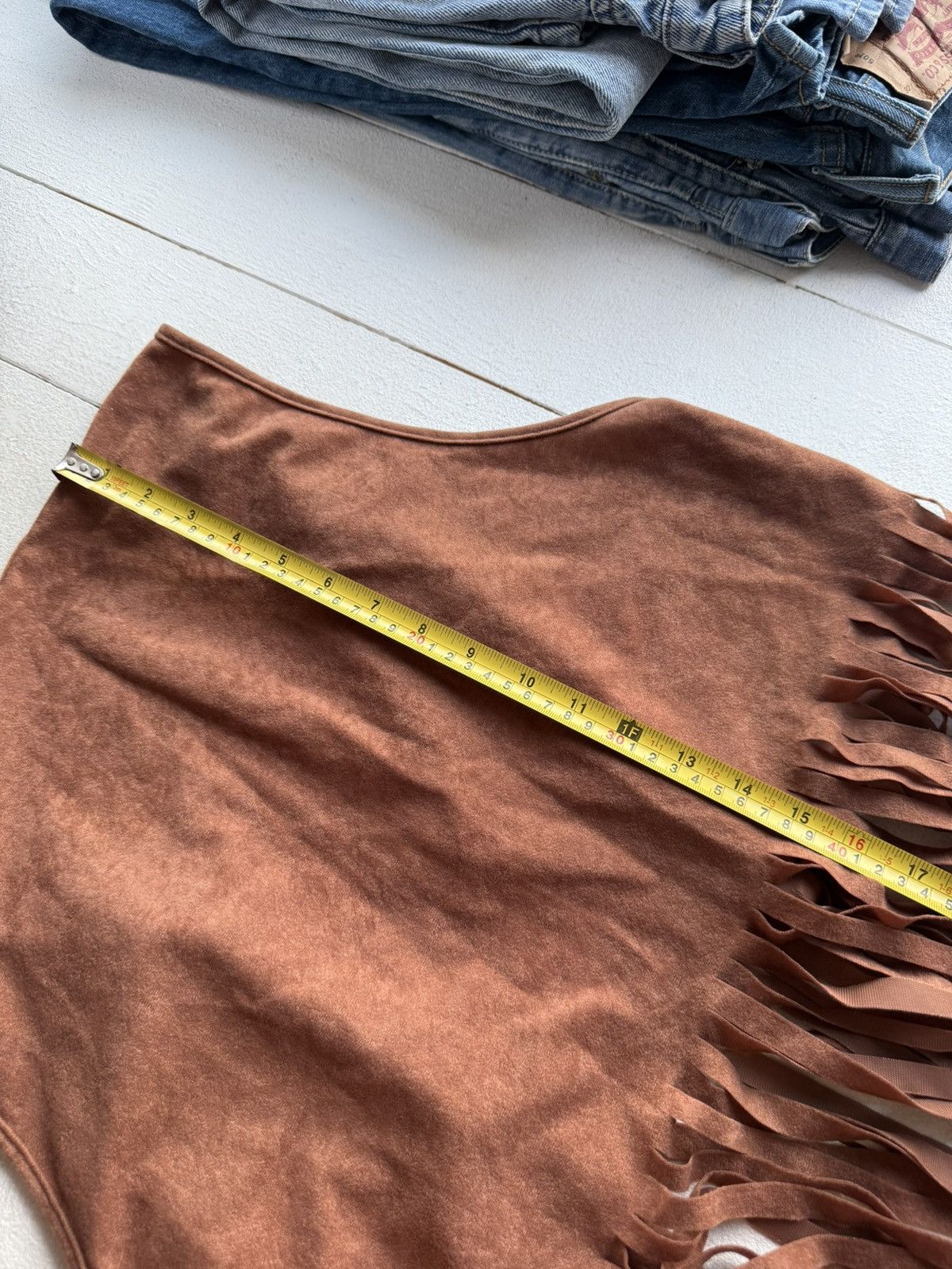 Other Fringed Faux Suede Vest Boho Western Festival Style Size S / US 4 / IT 40 - 6 Thumbnail