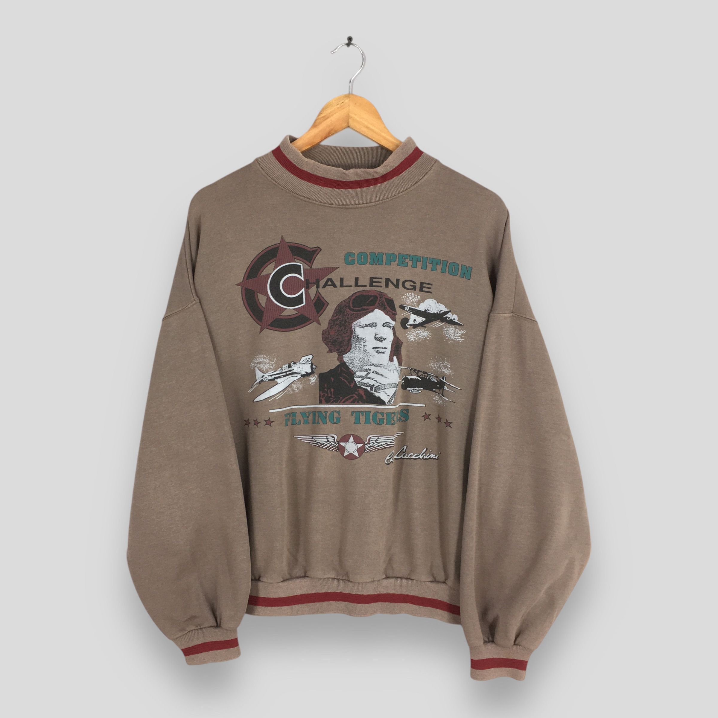 Vintage 90s Usa Air Force Brown Sweatshirt XLarge