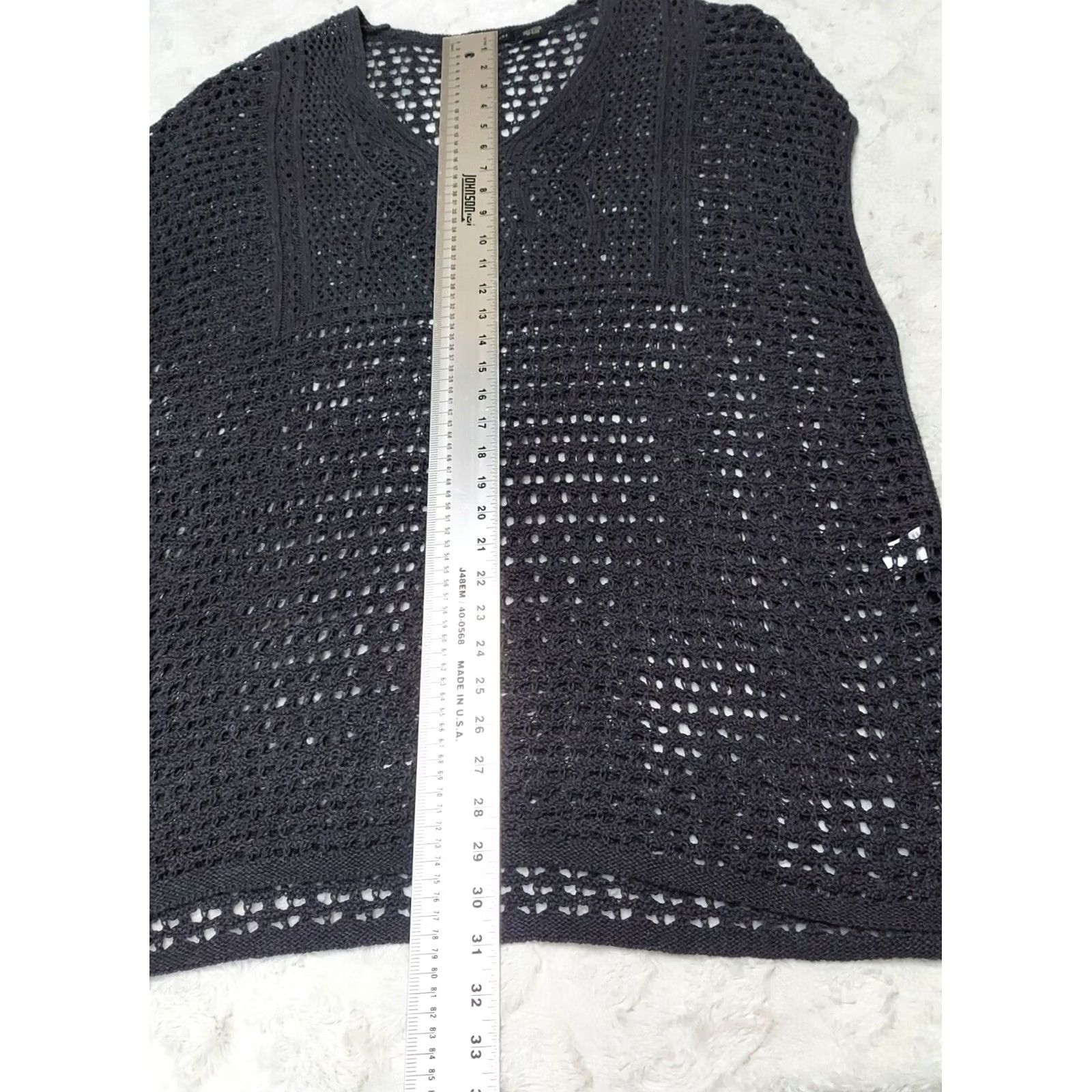 Vintage Jeanne Pierre Sweater Womens M Gray Cotton Open Knit Tunic Dolman Sleeve Size M / US 6-8 / IT 42-44 - 5 Thumbnail