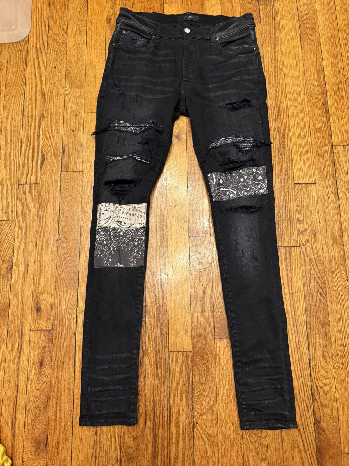 Amiri Amiri MX1 White Paisley White Denim Jeans Size 31 | Grailed