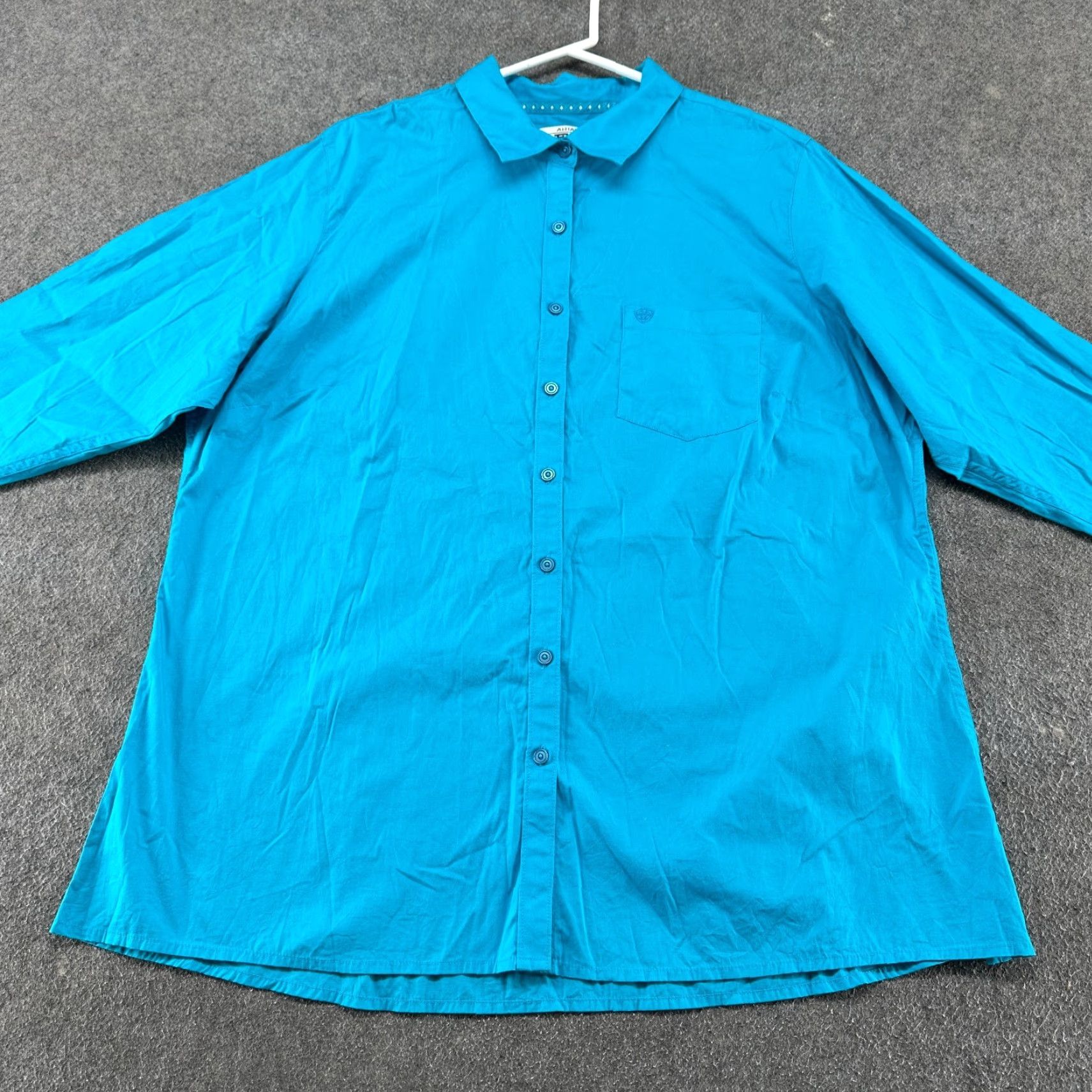 Ariat Ariat Shirt Womens 2X Blue Button-Up Long Sleeve Cotton Spandex Solid Western Pocketed Size 2X Womens Women Size XXL / US 16-18 / IT 52-54 - 3 Thumbnail