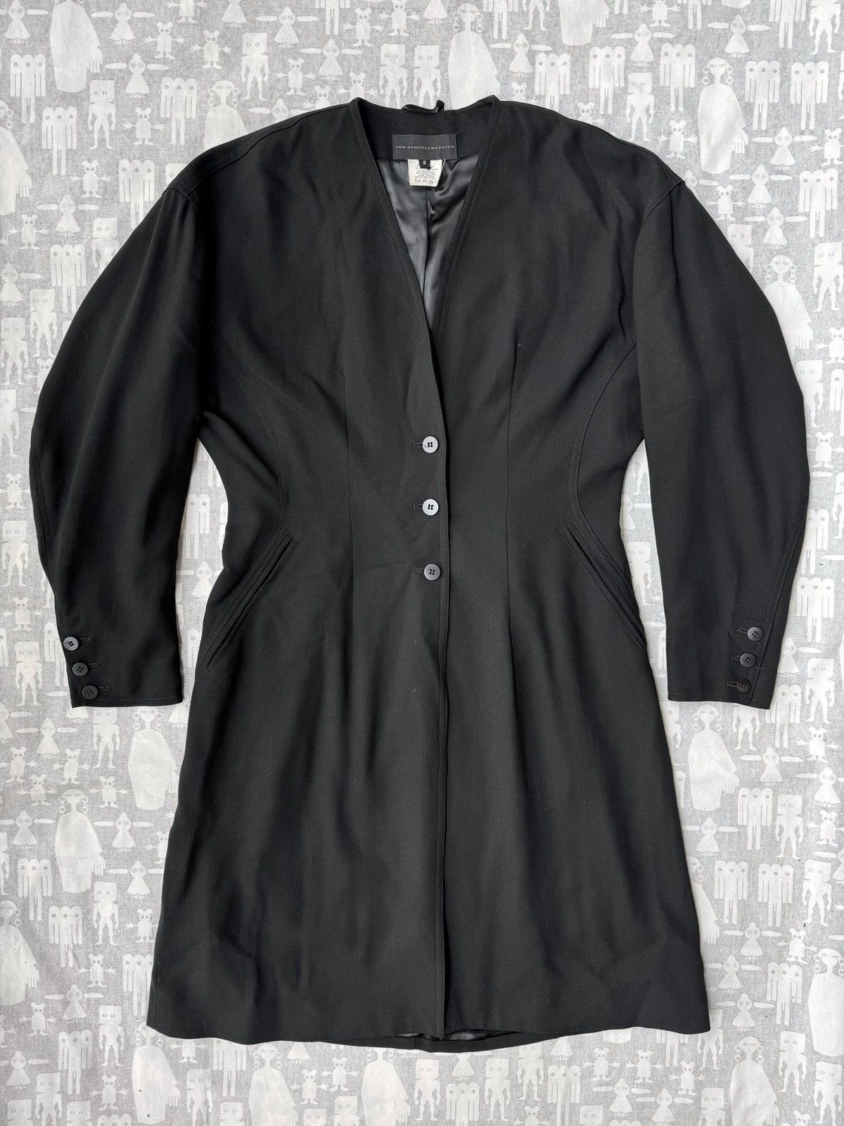 Ann Demeulemeester Ann Demeulemeester 1980's Darted C-Shaped Wool Light Coat Size US S / EU 44-46 / 1 - 1 Thumbnail