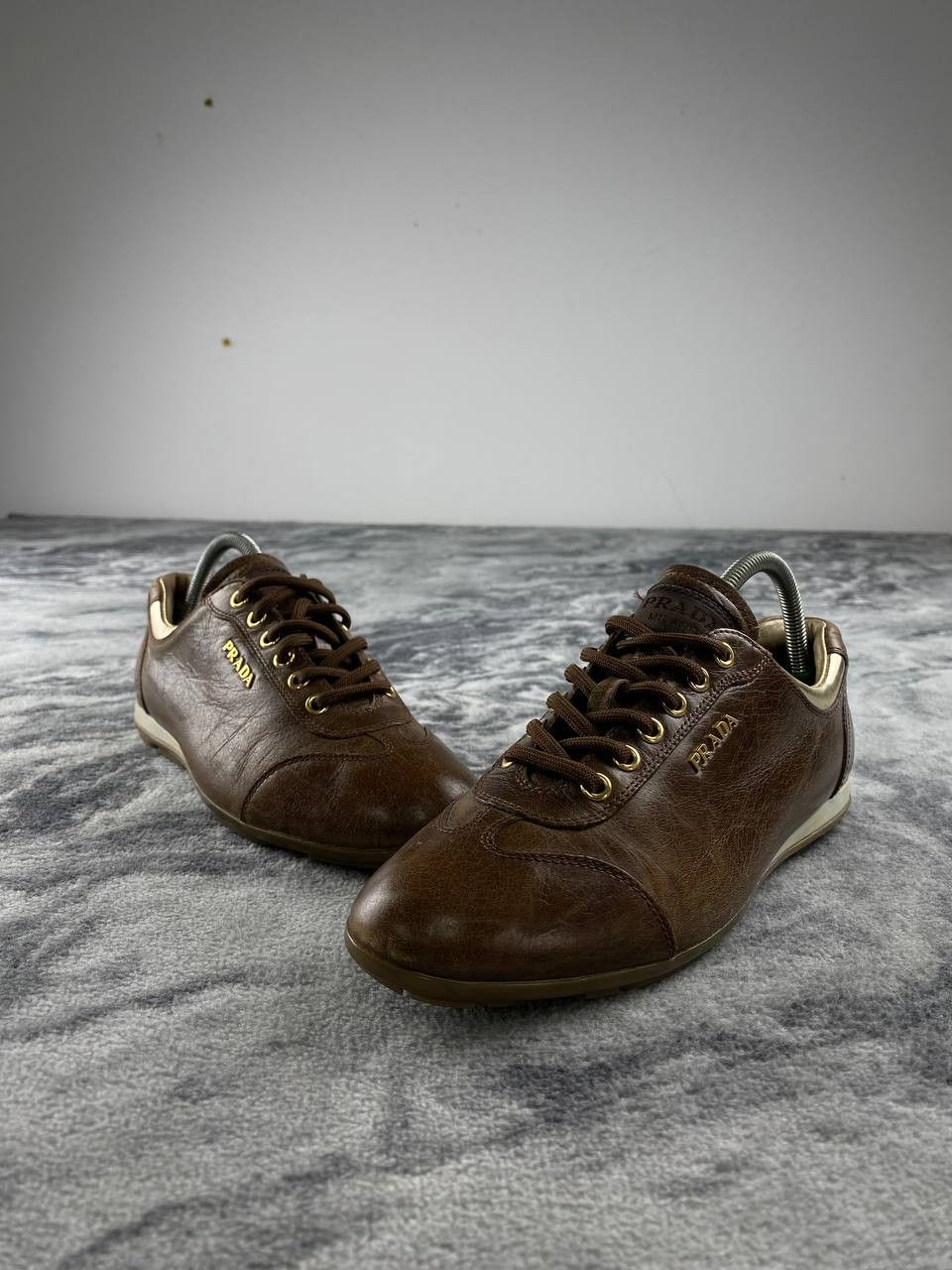 Prada Vintage Prada Leather Trainers Sneakers Women Size 36 Brown Size US 6 / IT 36 - 1 Thumbnail