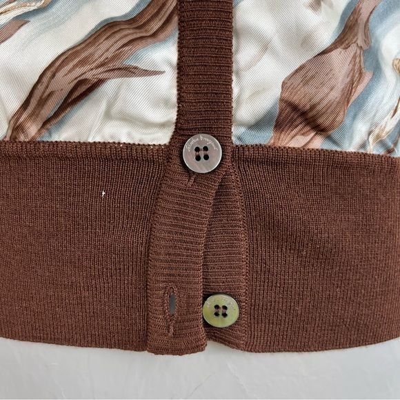 Salvatore Ferragamo × Vintage Salvatore Ferragamo Scarf Front V Neck Knit Cardigan Branded Size L / US 10 / IT 46 - 2 Thumbnail