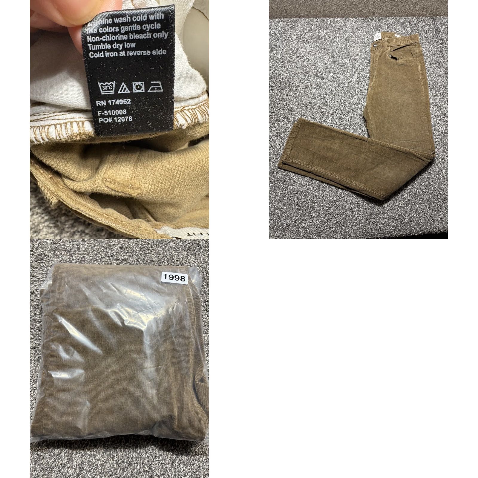 Flint And Tinder Flint and Tinder Corduroy Pants Mens 32x32 Brown Athletic Slim Fit Tapered Casual Size US 32 / EU 48 - 9 Thumbnail