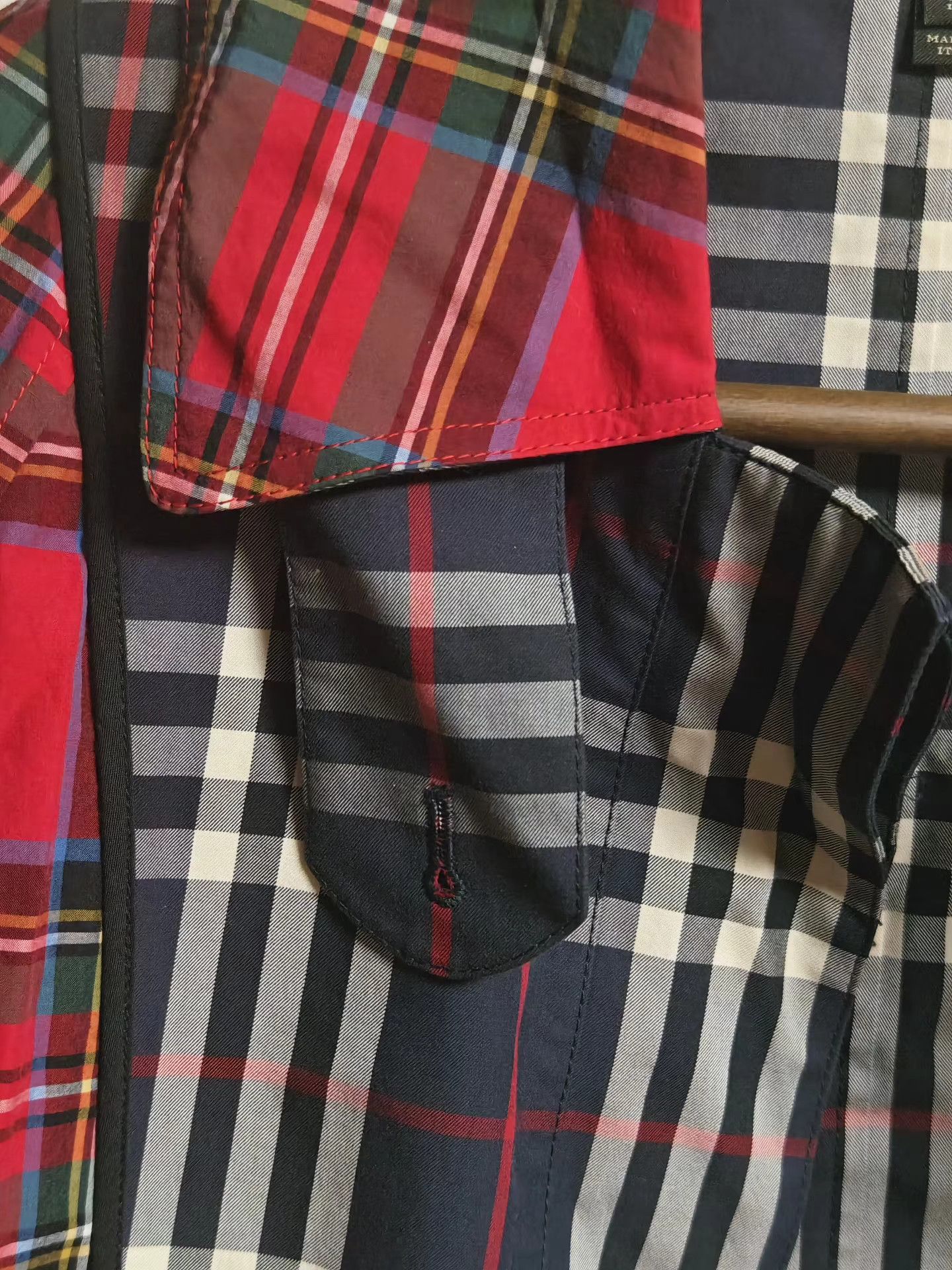 Burberry Burberry Paneled Structured Red & Blue Check Trench Coat Size US XS / EU 42 / 0 - 6 Thumbnail